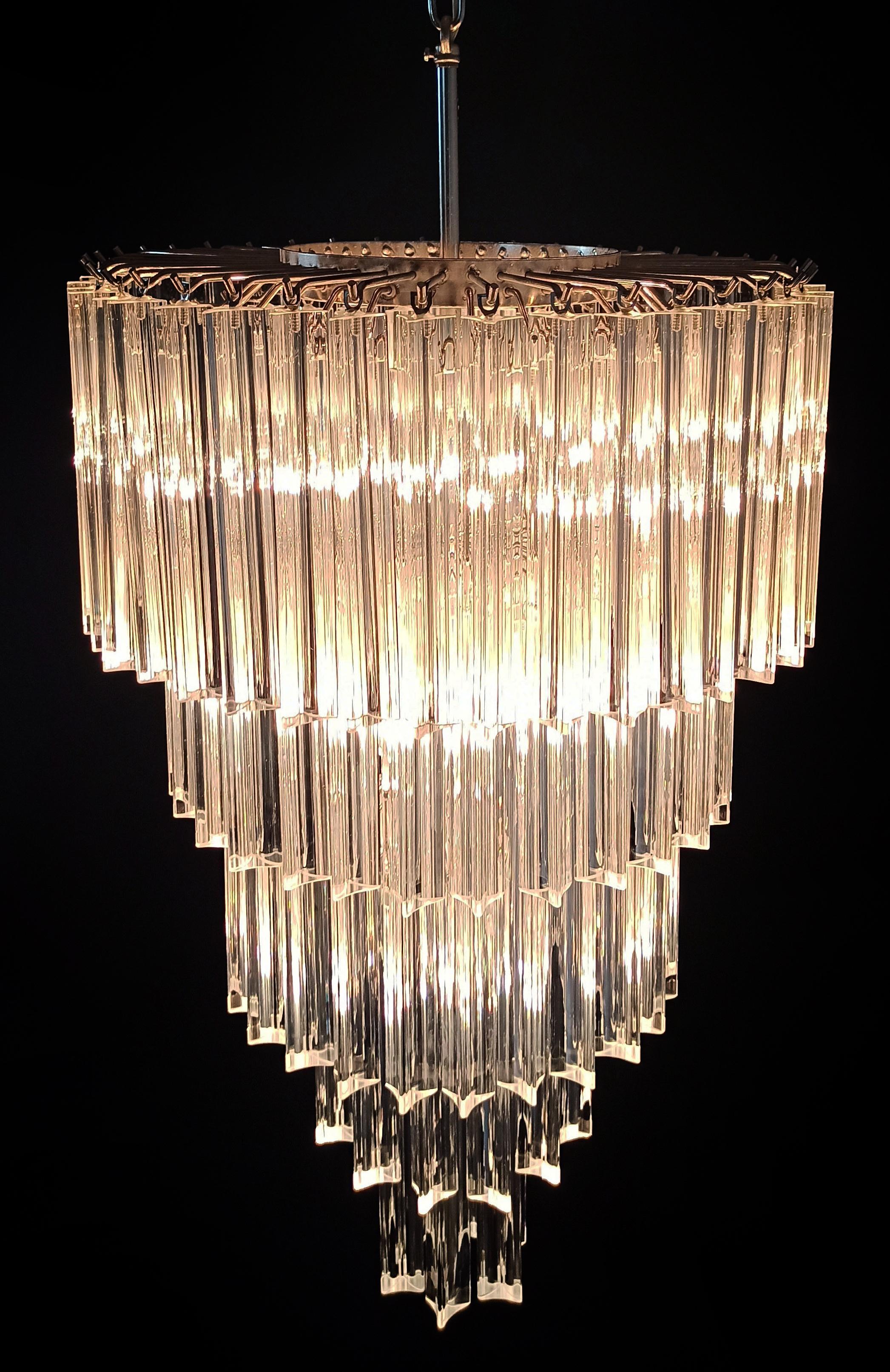 Beautiful Murano glass chandelier - 111 transparent triedri For Sale 5