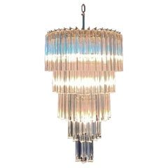 Beautiful Murano glass chandelier - 111 transparent triedri