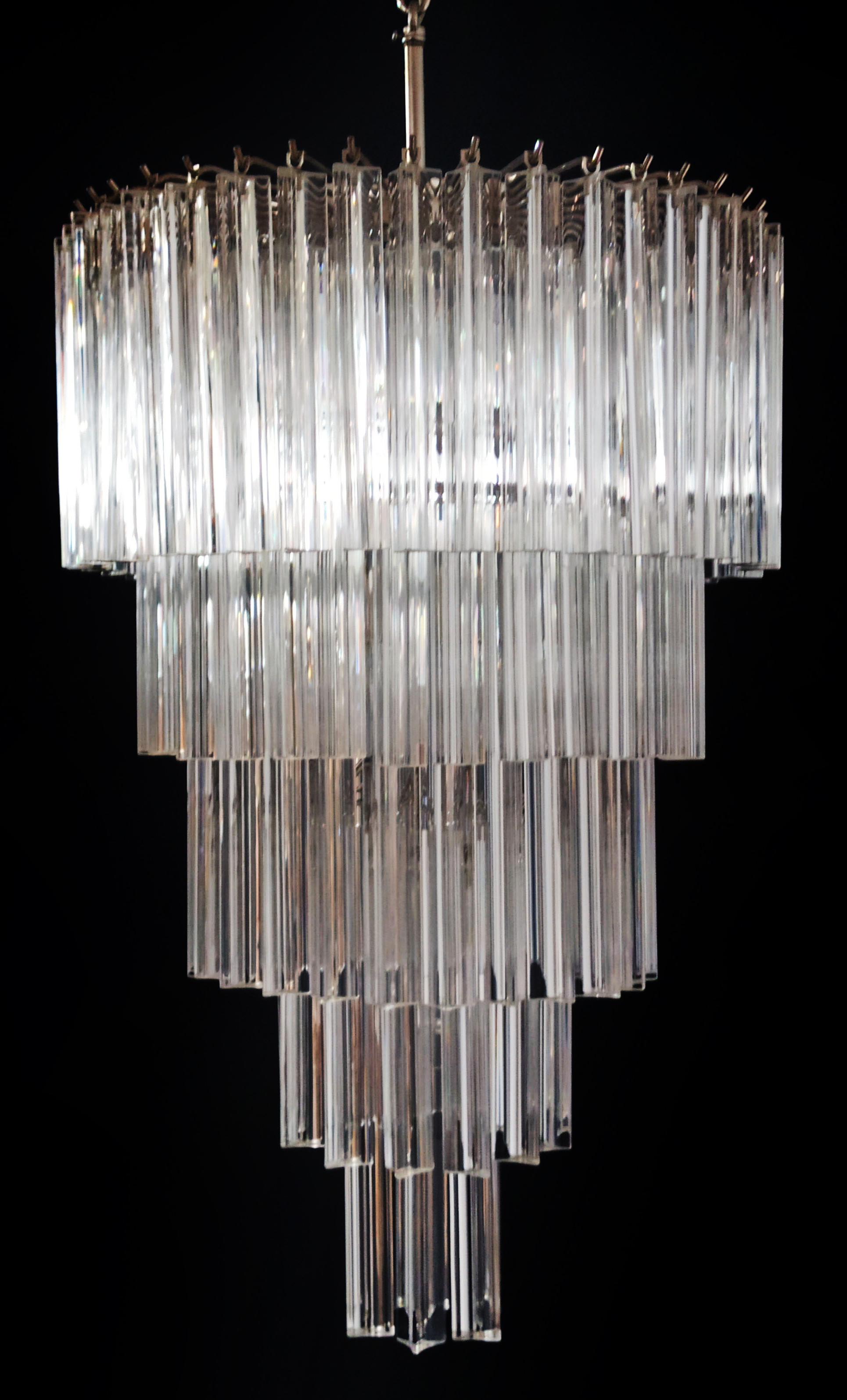 Beautiful Murano glass chandeliers - 111 transparent triedri For Sale 5