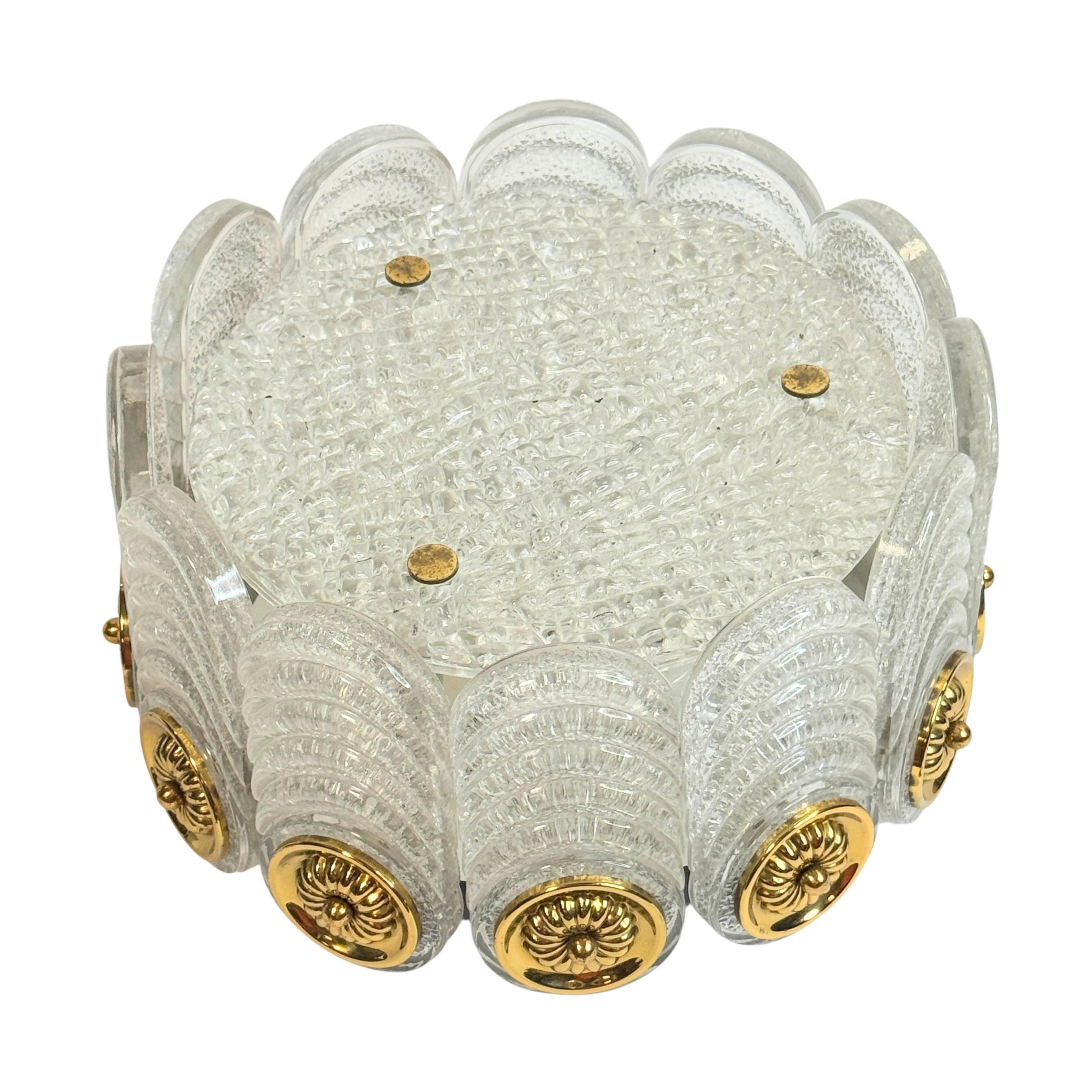 Preciosa lámpara empotrada de cristal de Murano de Kaiser Leuchten, Vintage alemán, años 60 en venta 3