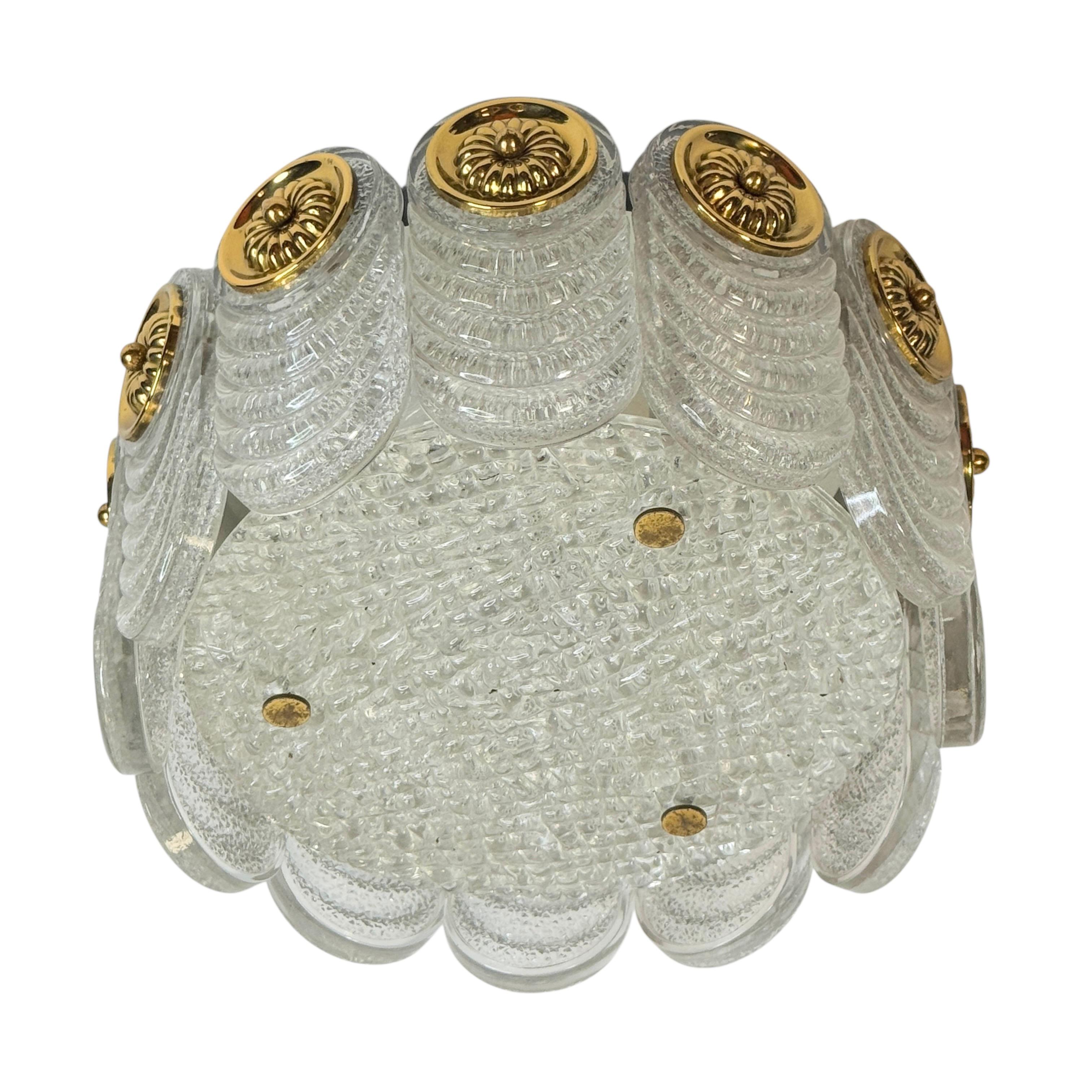 Preciosa lámpara empotrada de cristal de Murano de Kaiser Leuchten, Vintage alemán, años 60 en venta 4