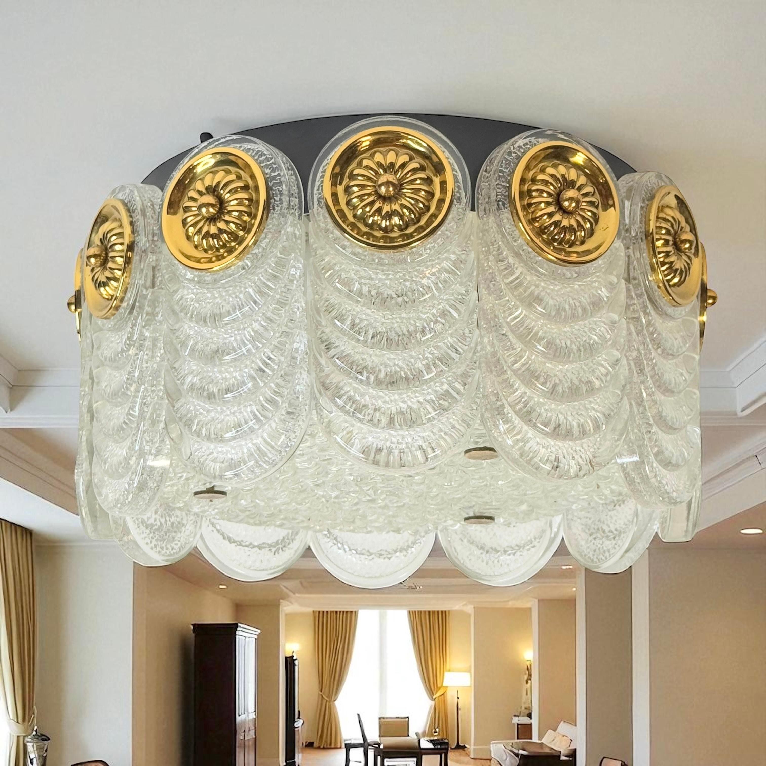Preciosa lámpara empotrada de cristal de Murano de Kaiser Leuchten, Vintage alemán, años 60 en venta 8