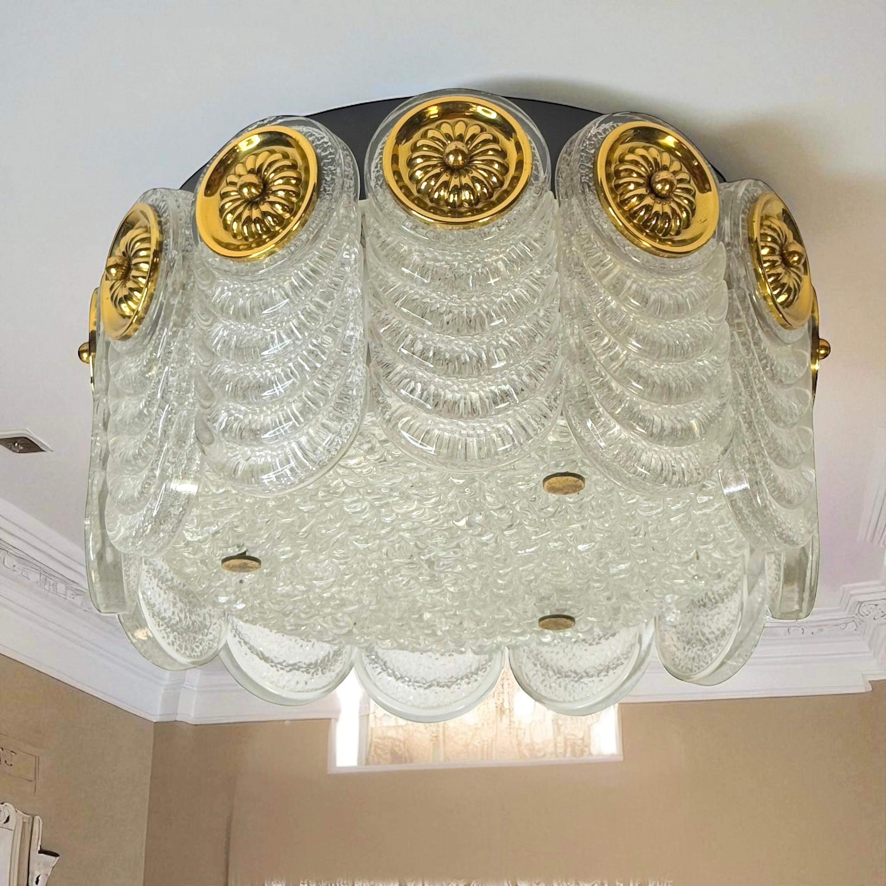 Preciosa lámpara empotrada de cristal de Murano de Kaiser Leuchten, Vintage alemán, años 60 en venta 9