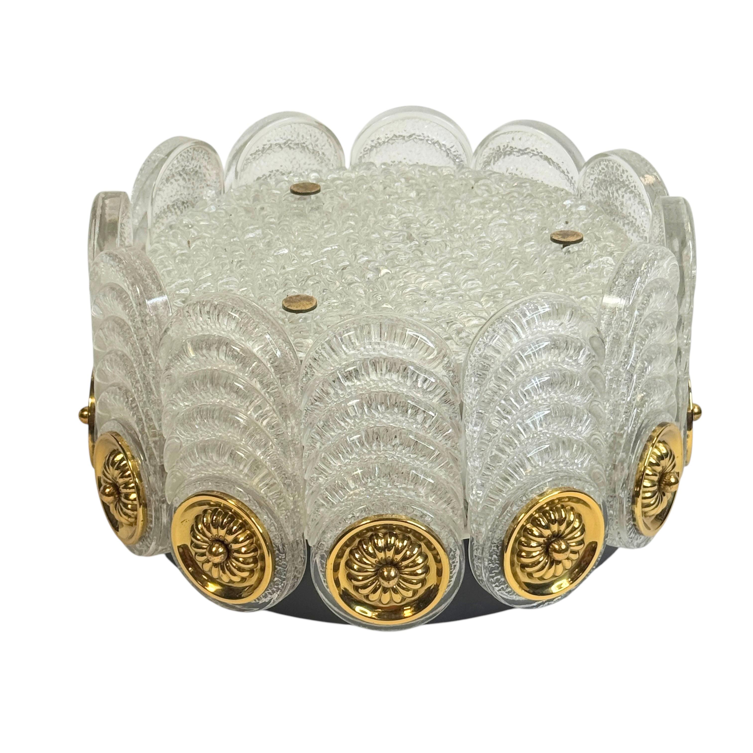 Preciosa lámpara empotrada de cristal de Murano de Kaiser Leuchten, Vintage alemán, años 60 Alemán en venta