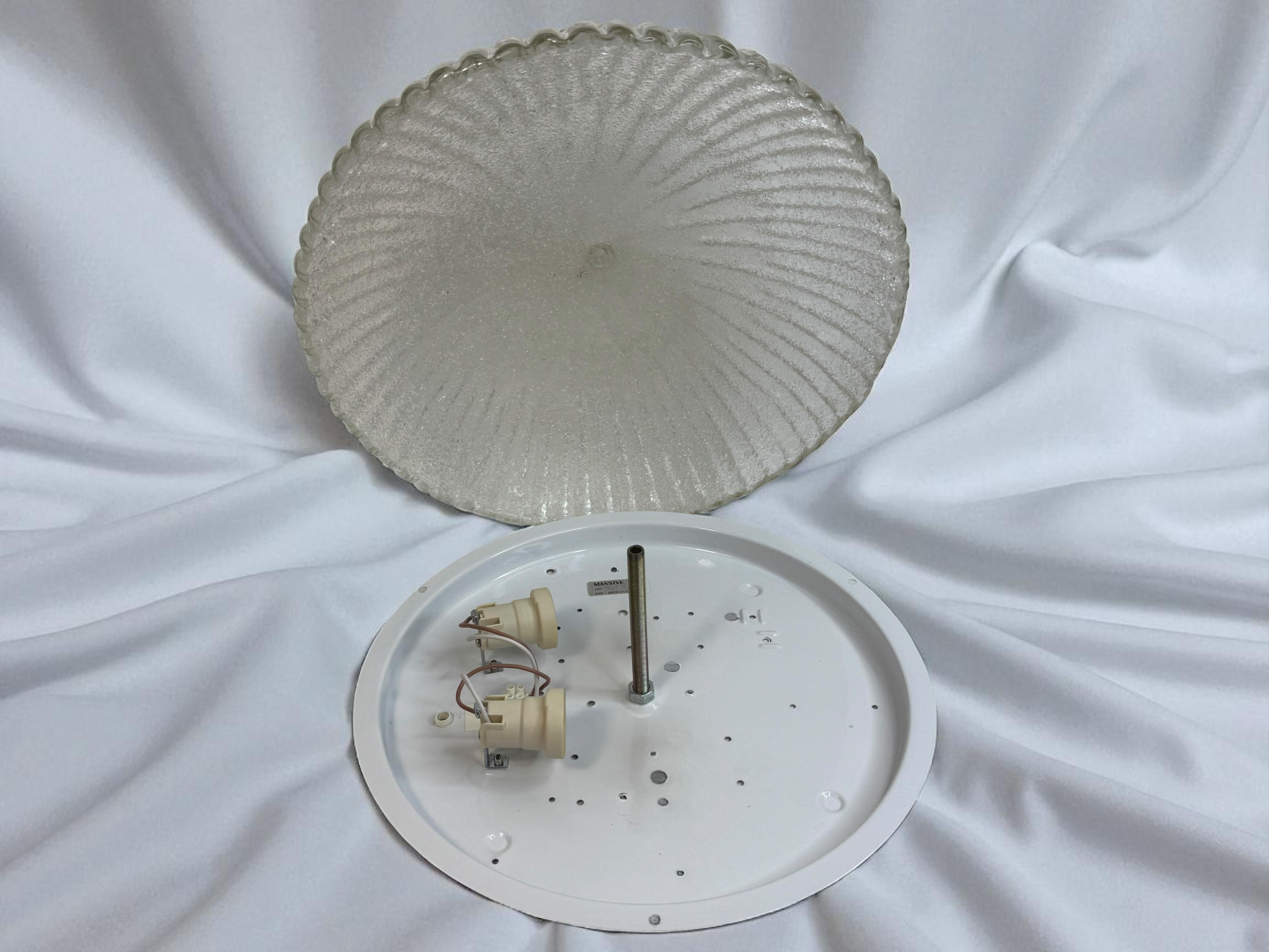 Beautiful Murano Glass Flush Mount Ceiling Light, by Massive Leuchten 1980s For Sale 6
