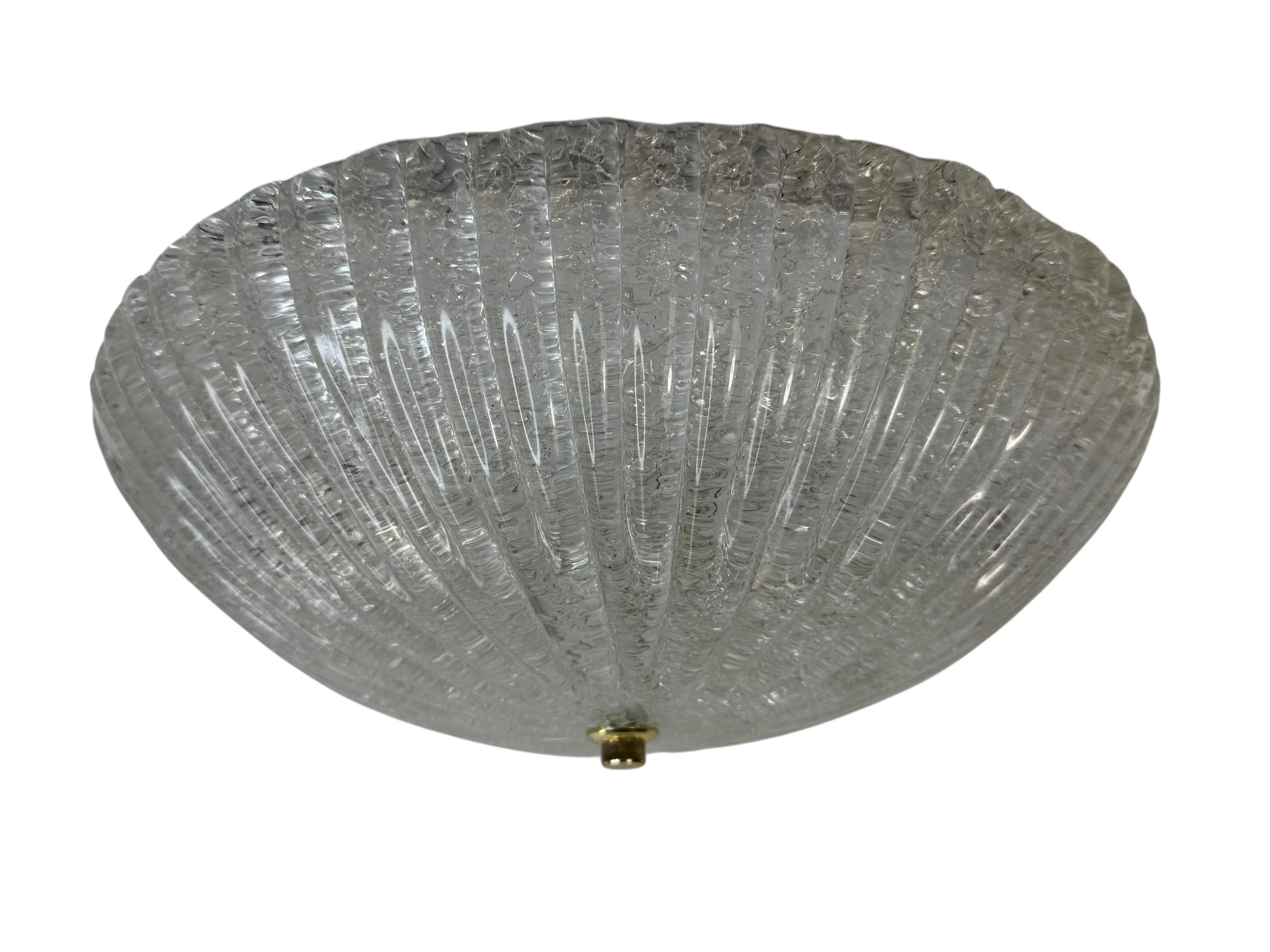 Mid-Century Modern Beautiful Murano Glass Flush Mount Ceiling Light, by Massive Leuchten 1980s For Sale