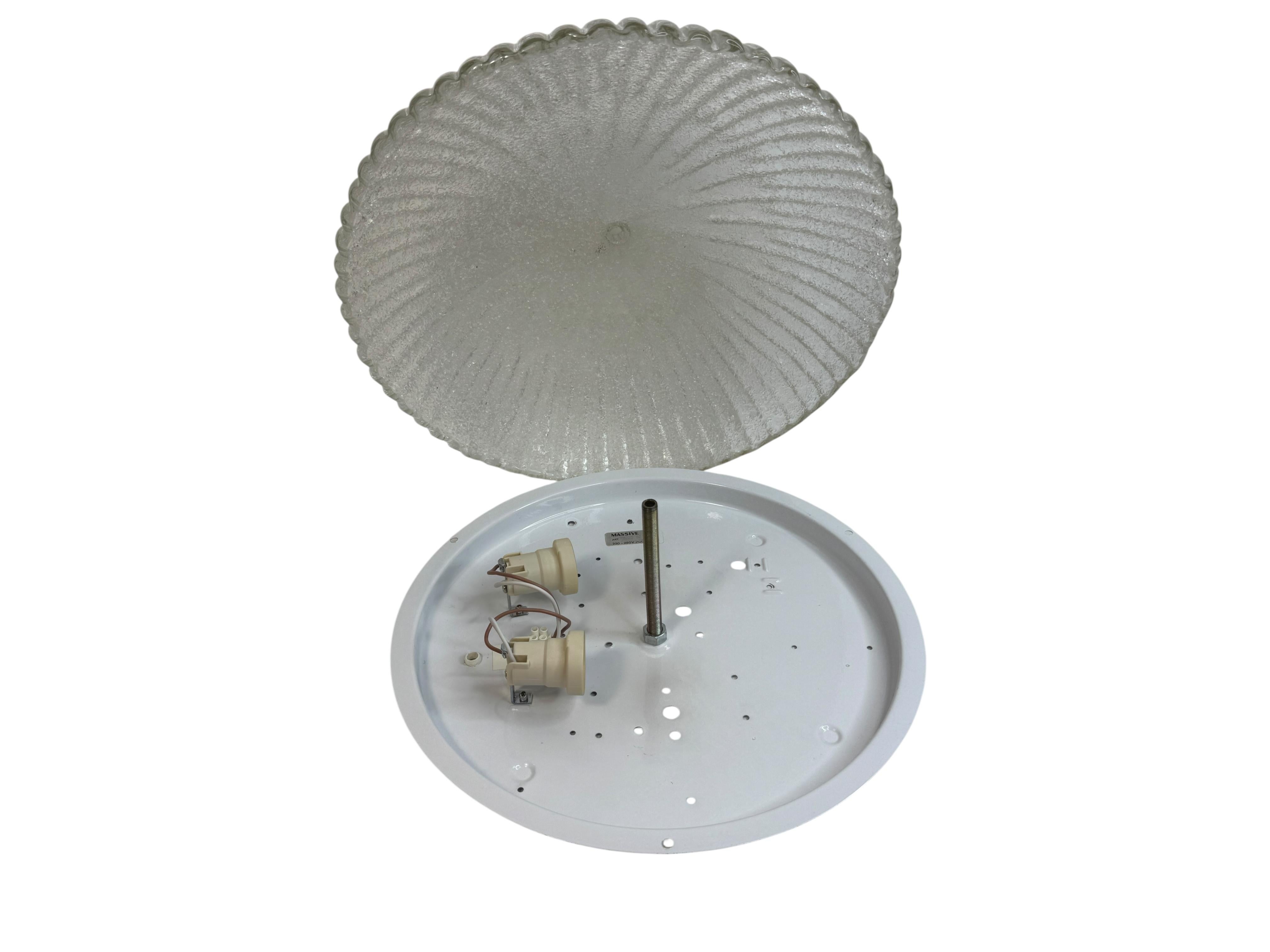 Late 20th Century Beautiful Murano Glass Flush Mount Ceiling Light, by Massive Leuchten 1980s For Sale