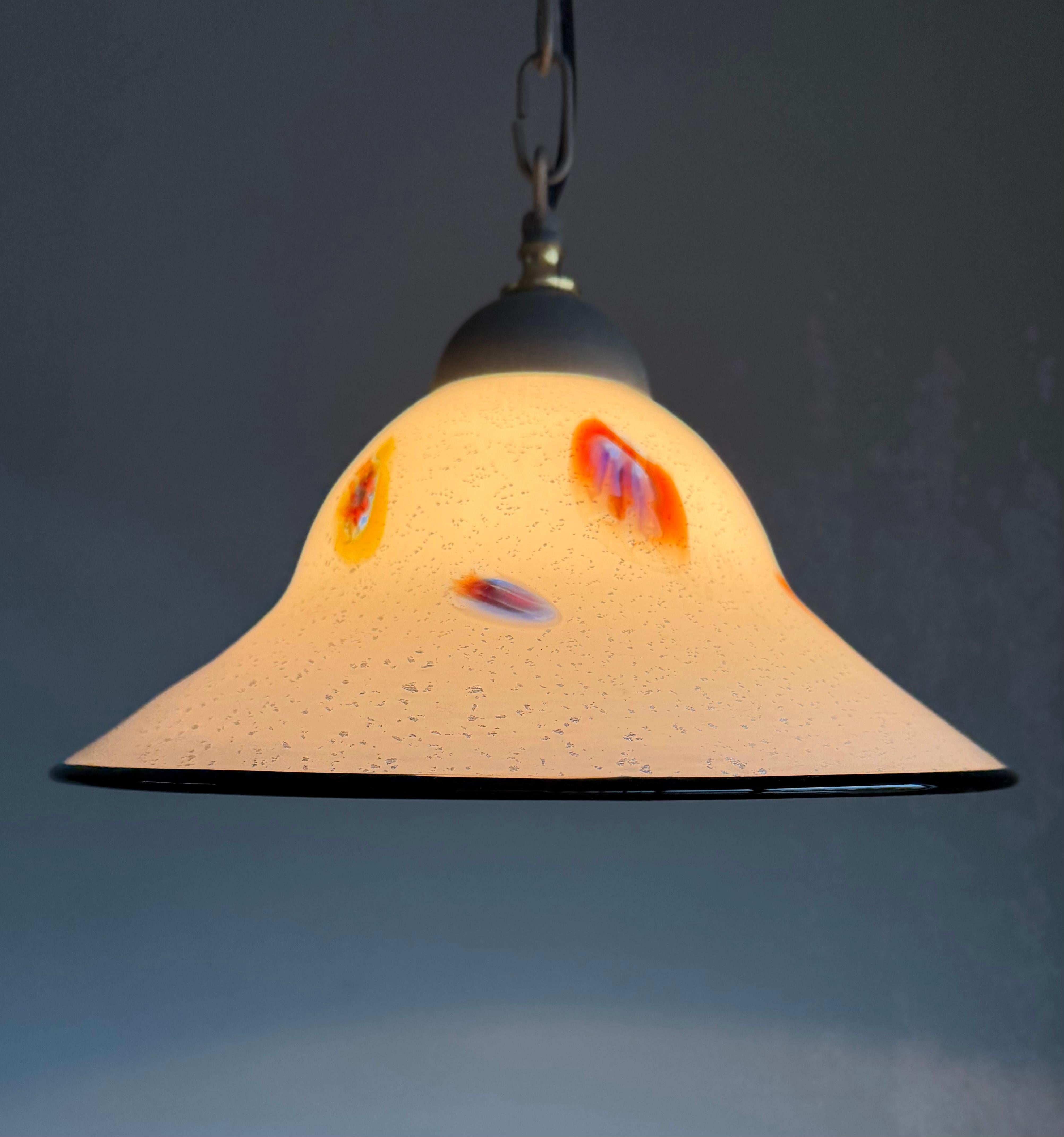 Schöne Murano-Glas-Anhänger mit bunten Murrine, Vintage Italian Lighting im Angebot 8