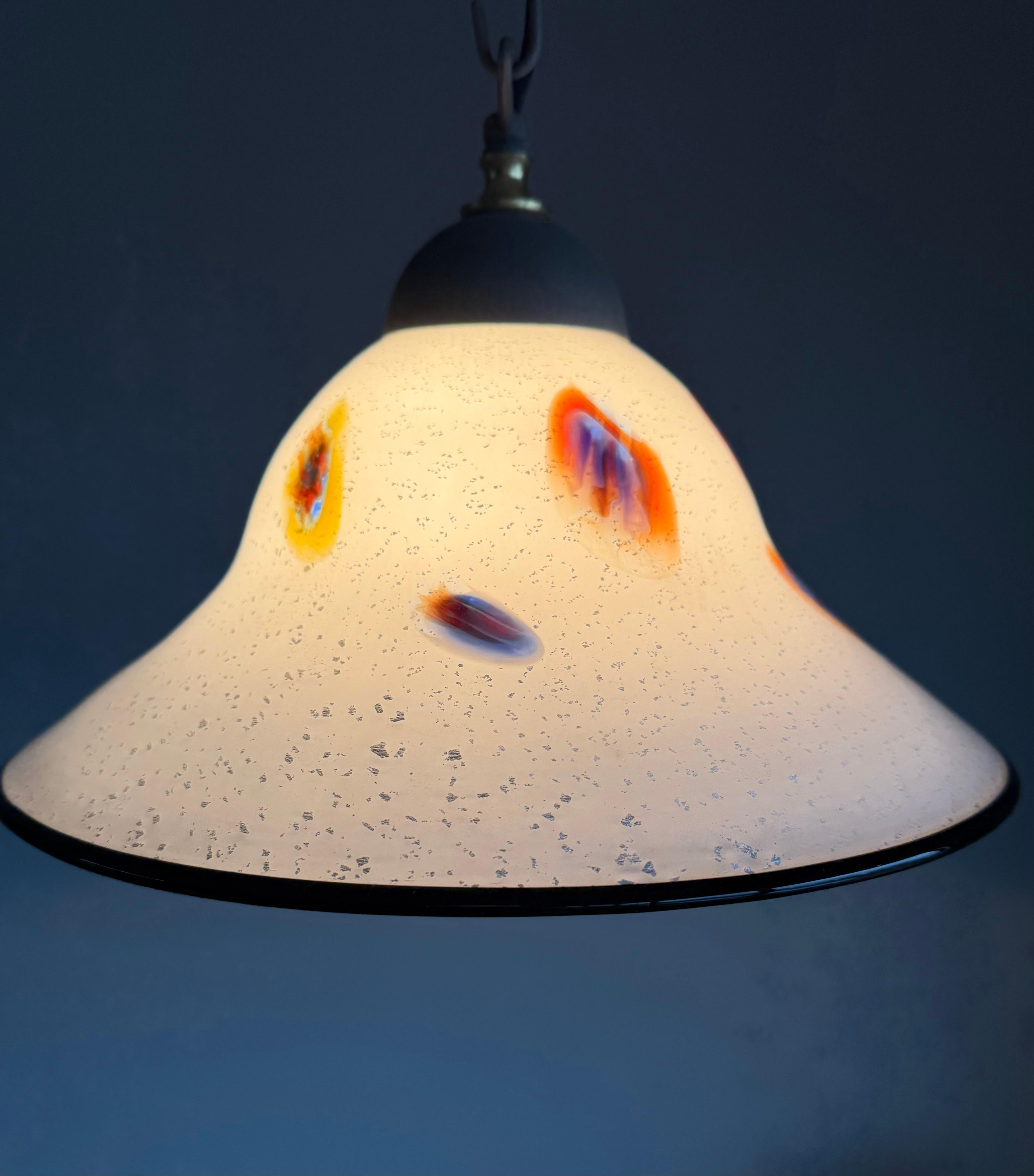 Schöne Murano-Glas-Anhänger mit bunten Murrine, Vintage Italian Lighting im Angebot 9