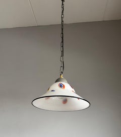 Magnifique pendentif en verre de Murano avec Murrine colorée, Vintage Italian Lighting