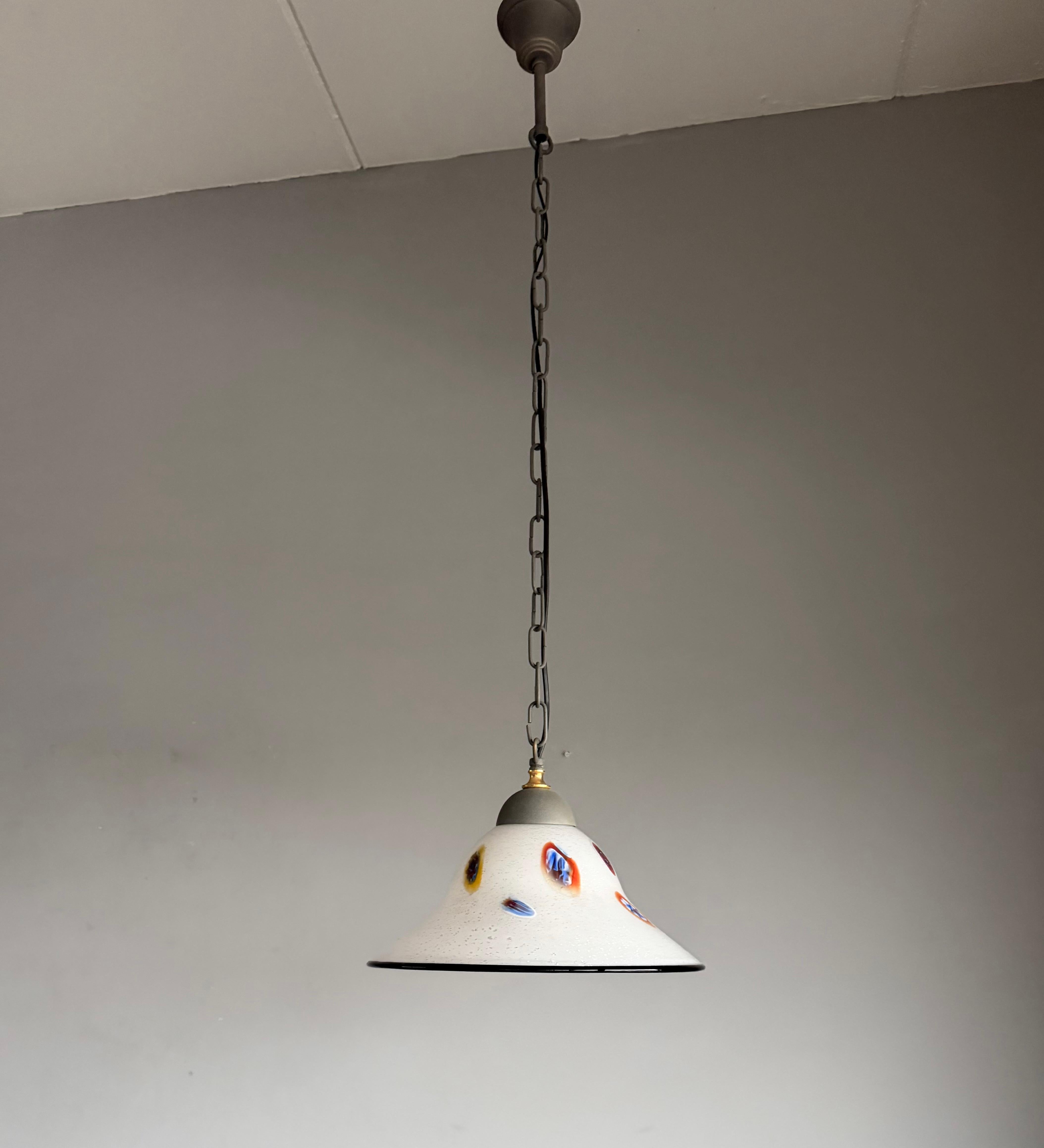 Schöne Murano-Glas-Anhänger mit bunten Murrine, Vintage Italian Lighting (Italienisch) im Angebot