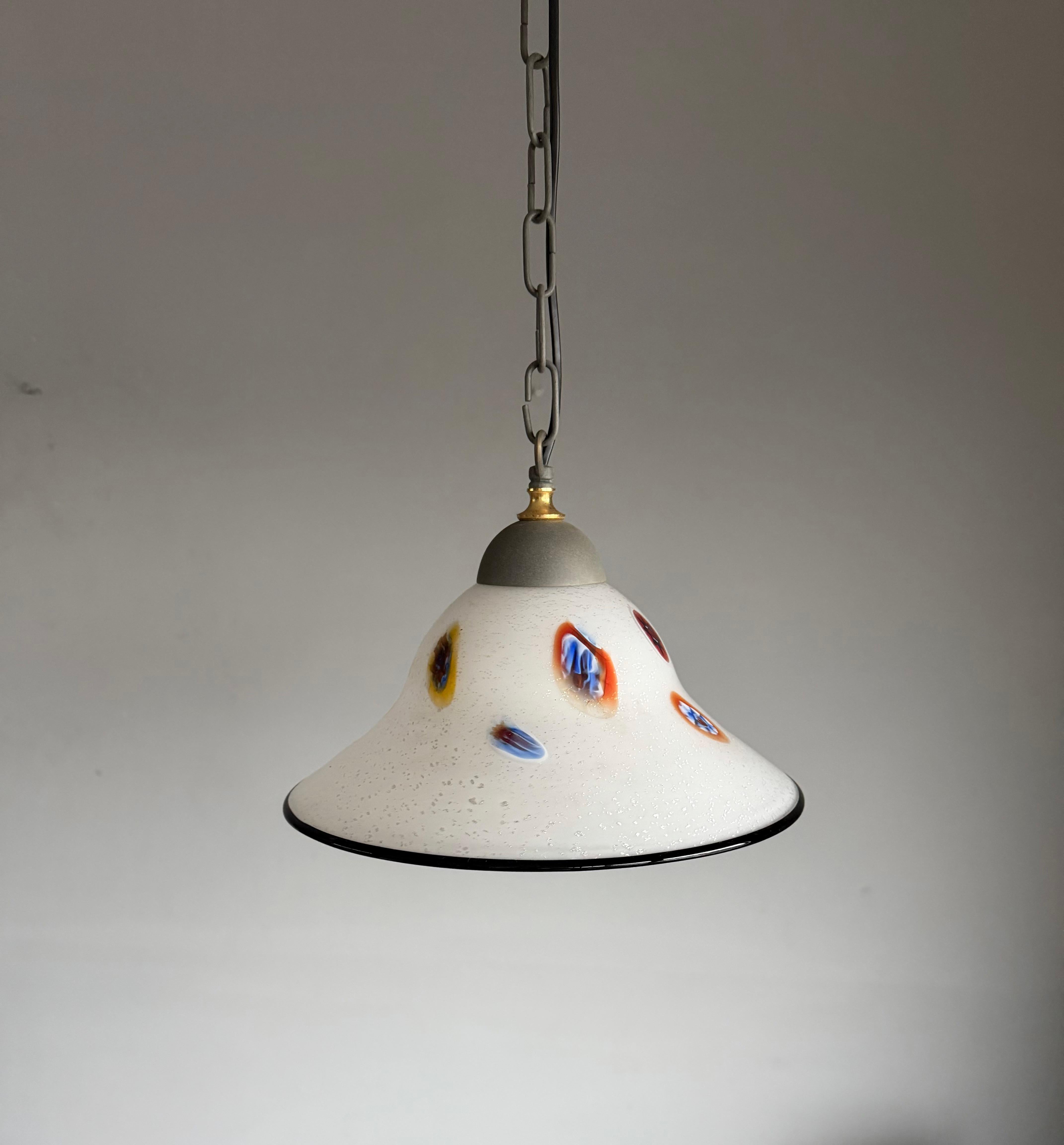 Schöne Murano-Glas-Anhänger mit bunten Murrine, Vintage Italian Lighting (Handgefertigt) im Angebot