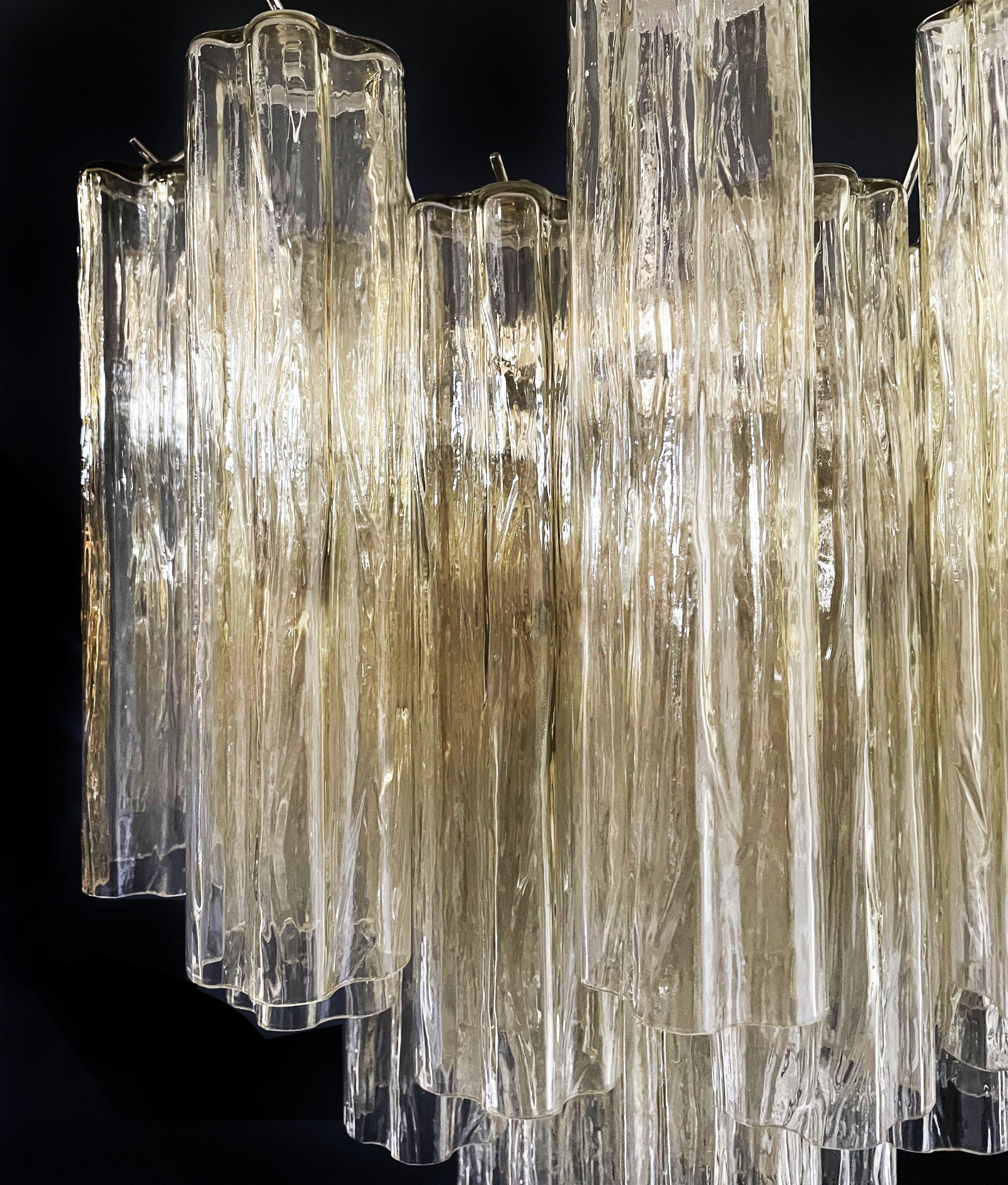 Beautiful Murano Glass Tube Chandelier - 36 clear amber glass tube For Sale 3
