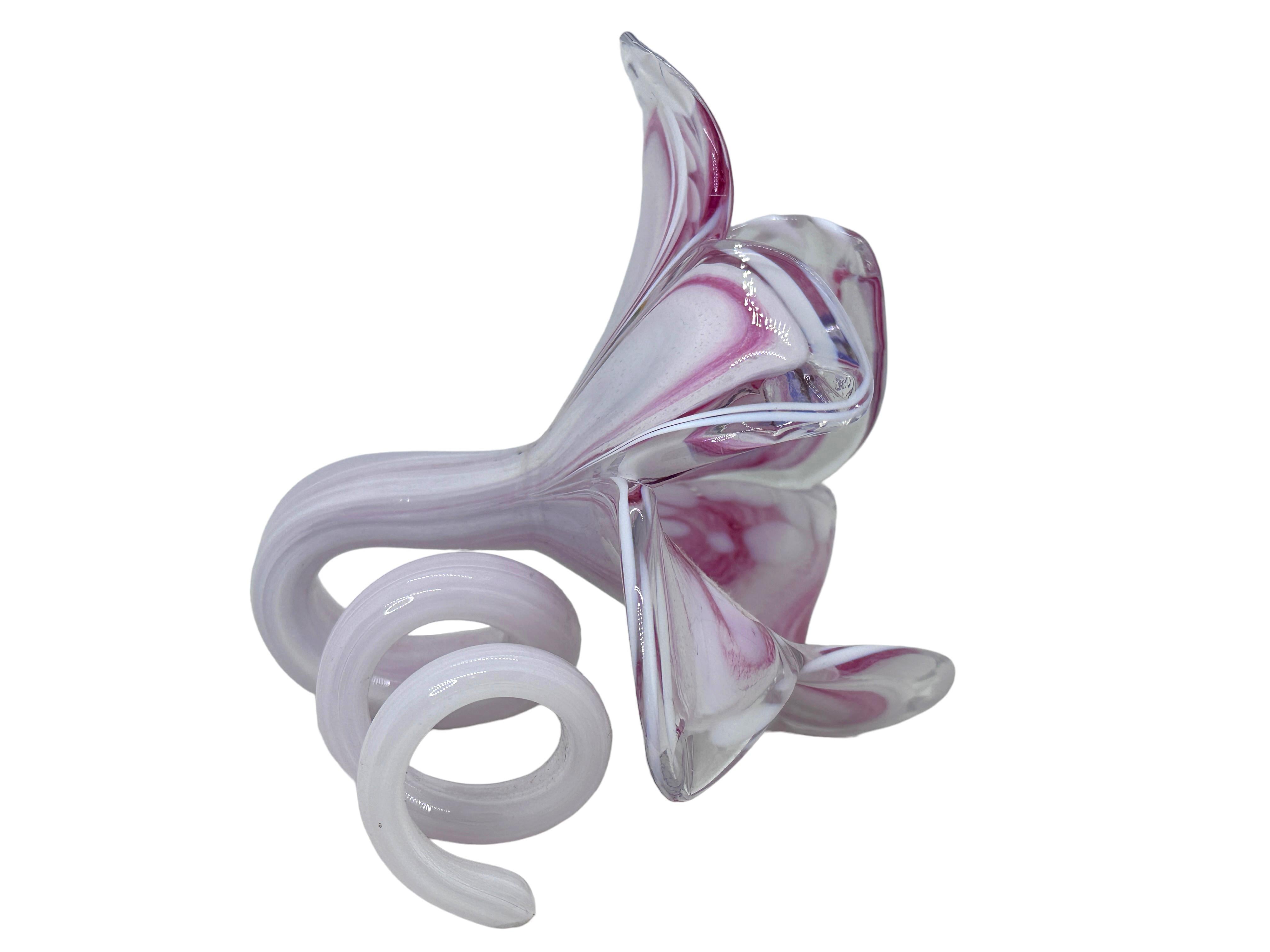 Hand-Crafted Beautiful Murano Italian Art Glass Flower Sculpture Decorative Object, 1980s