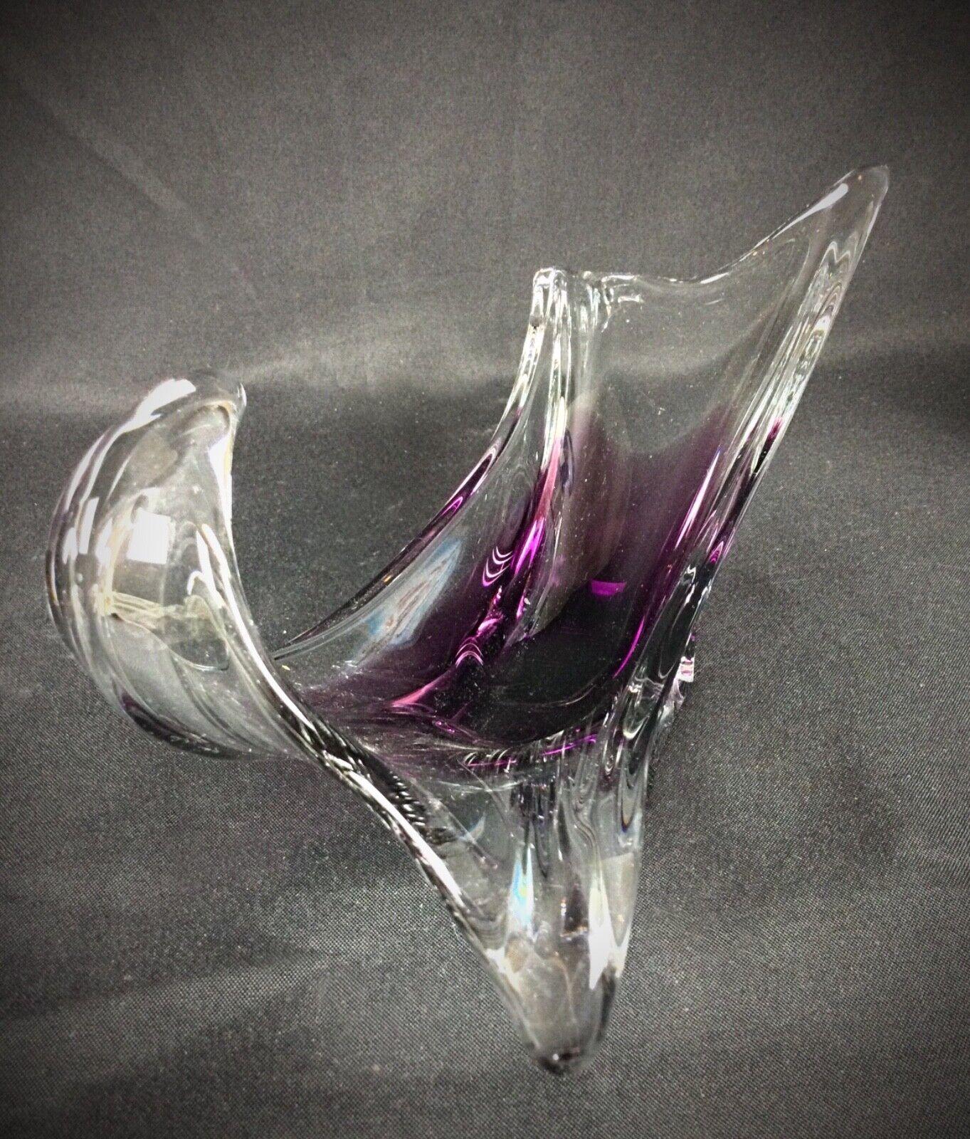 Stile impero Bellissimo piatto portagioie in vetro di Murano in rosa-viola - 2Y86 in vendita