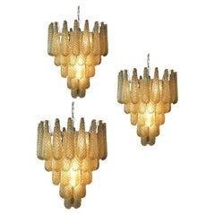 Beautiful Murano Trio Amber Drops Chandeliers