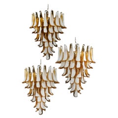 Beautiful Murano Trio Chandeliers in the manner of Mazzega - 75 CARAMEL petals