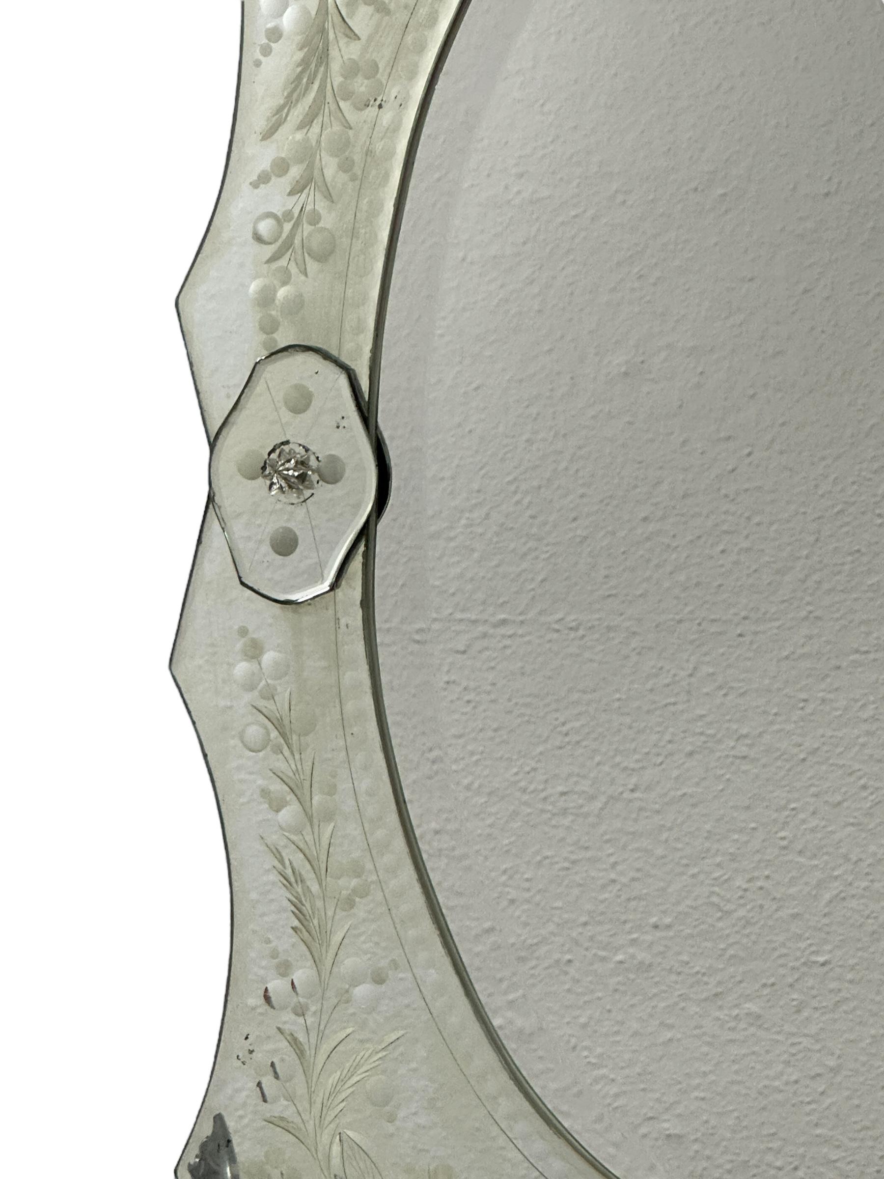 Beautiful Murano Venetian Venice Glass Wall Mirror, Italy 1950s 3