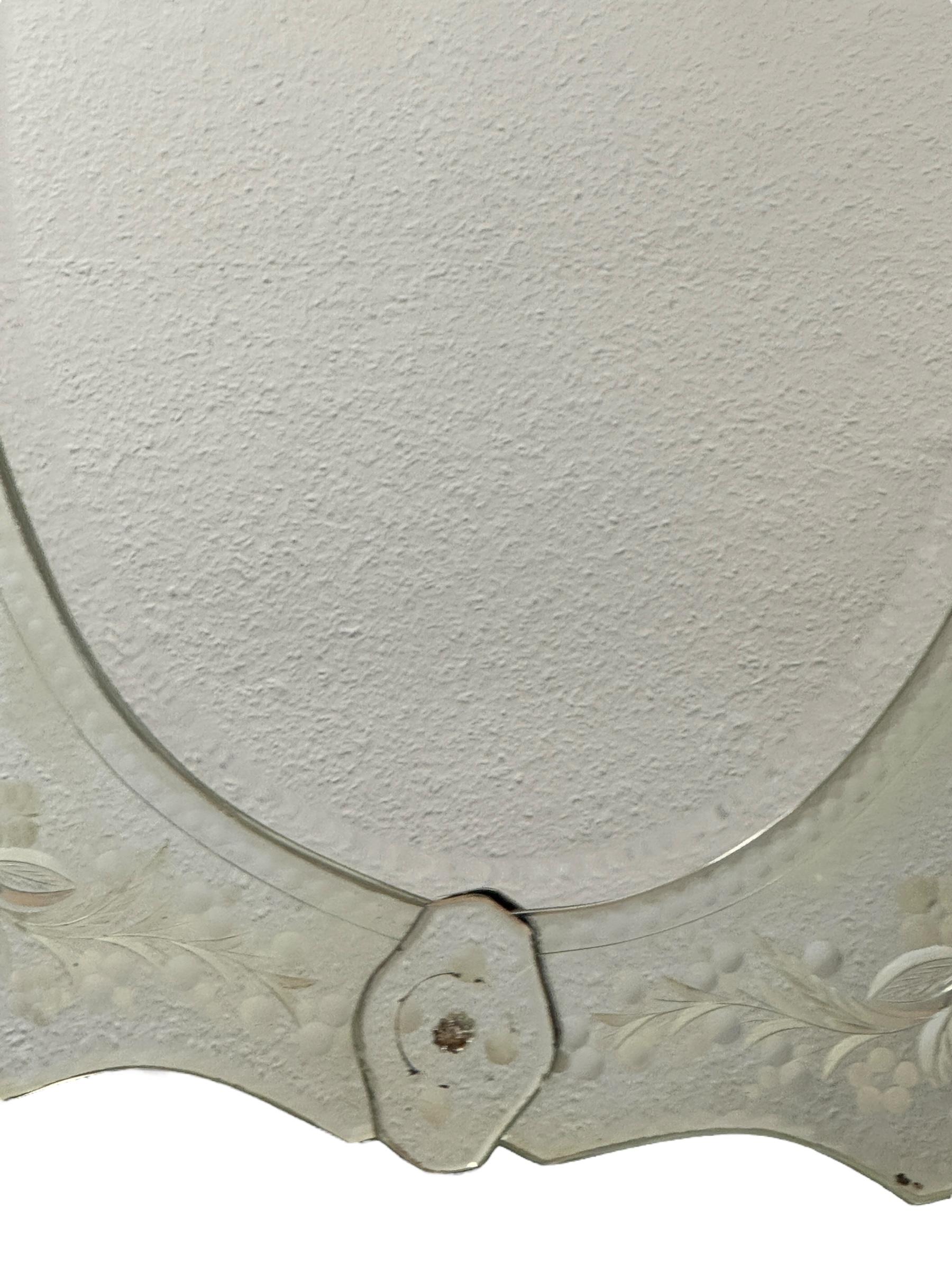 Hollywood Regency Beautiful Murano Venetian Venice Glass Wall Mirror, Italy 1950s