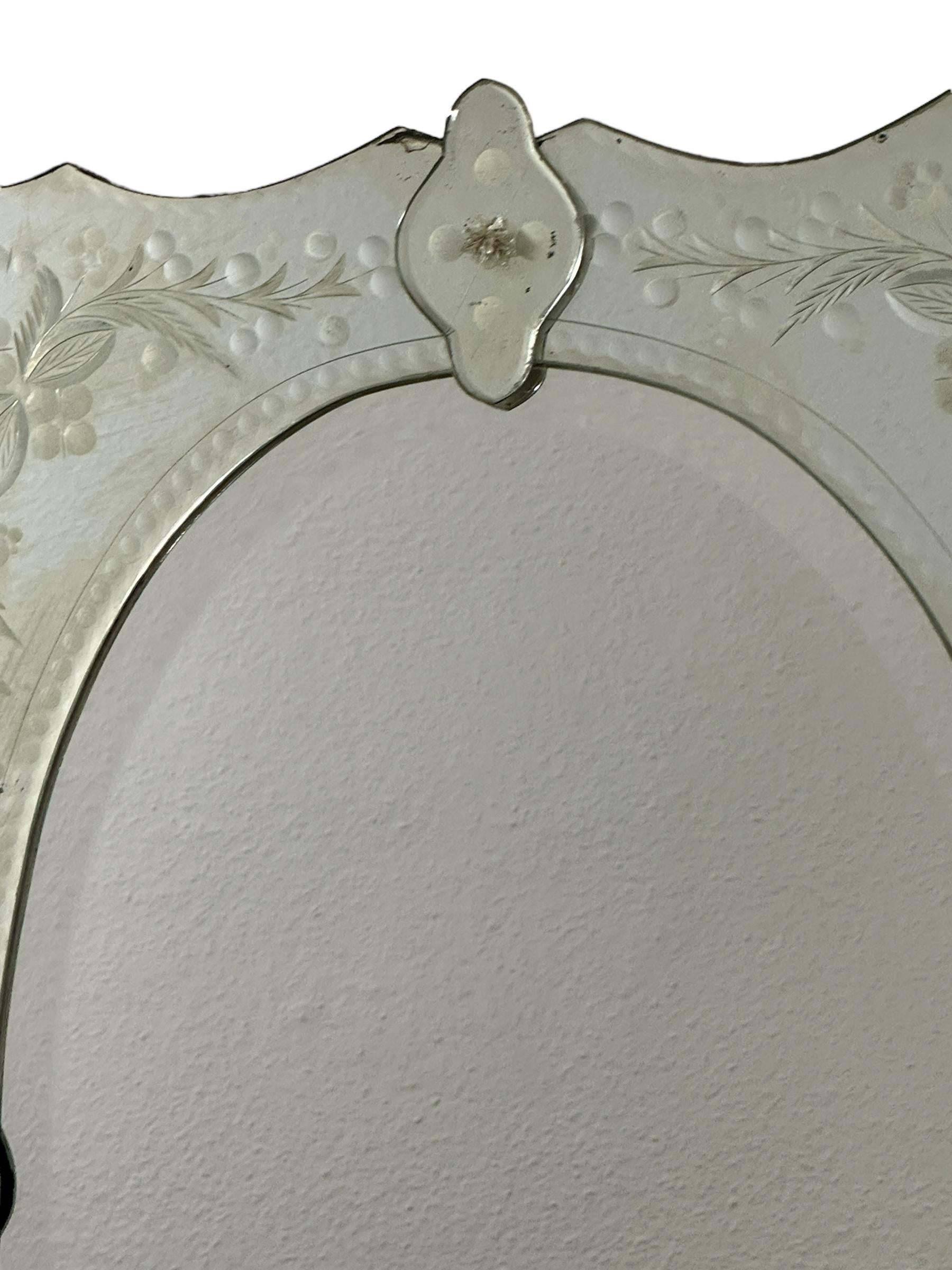 Beautiful Murano Venetian Venice Glass Wall Mirror, Italy 1950s 1