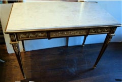 Beautiful Museum Qty 1900s French Ormolu Mounted Mahagony Center Marble Table