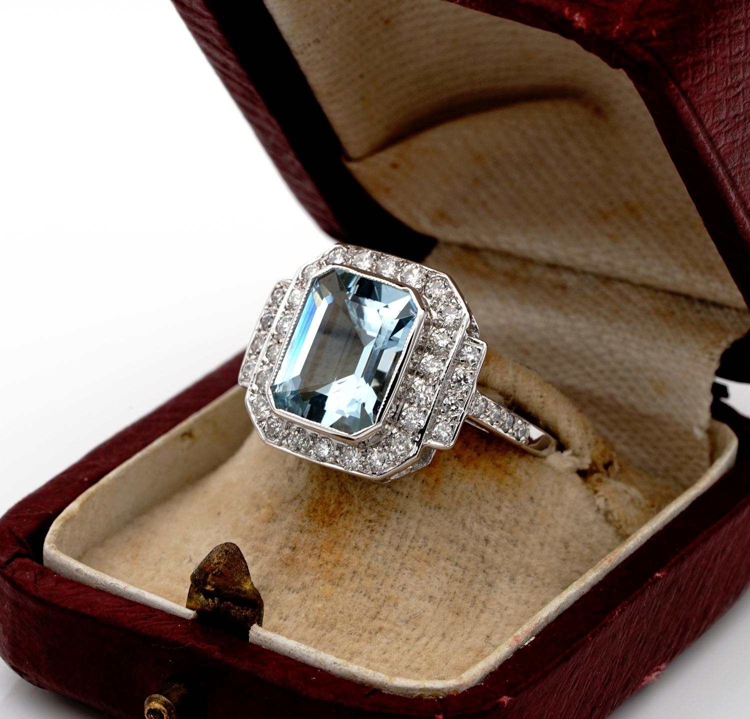 Beautiful Natural Aquamarine Diamond Vintage Ring 1