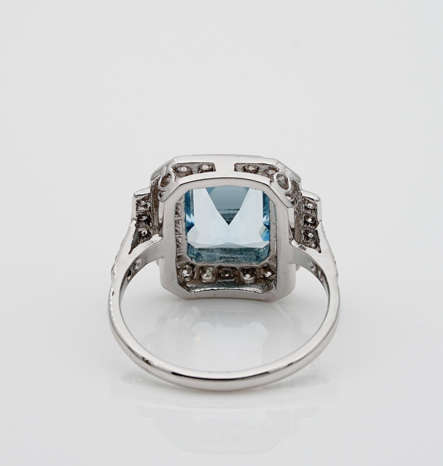 Beautiful Natural Aquamarine Diamond Vintage Ring 3