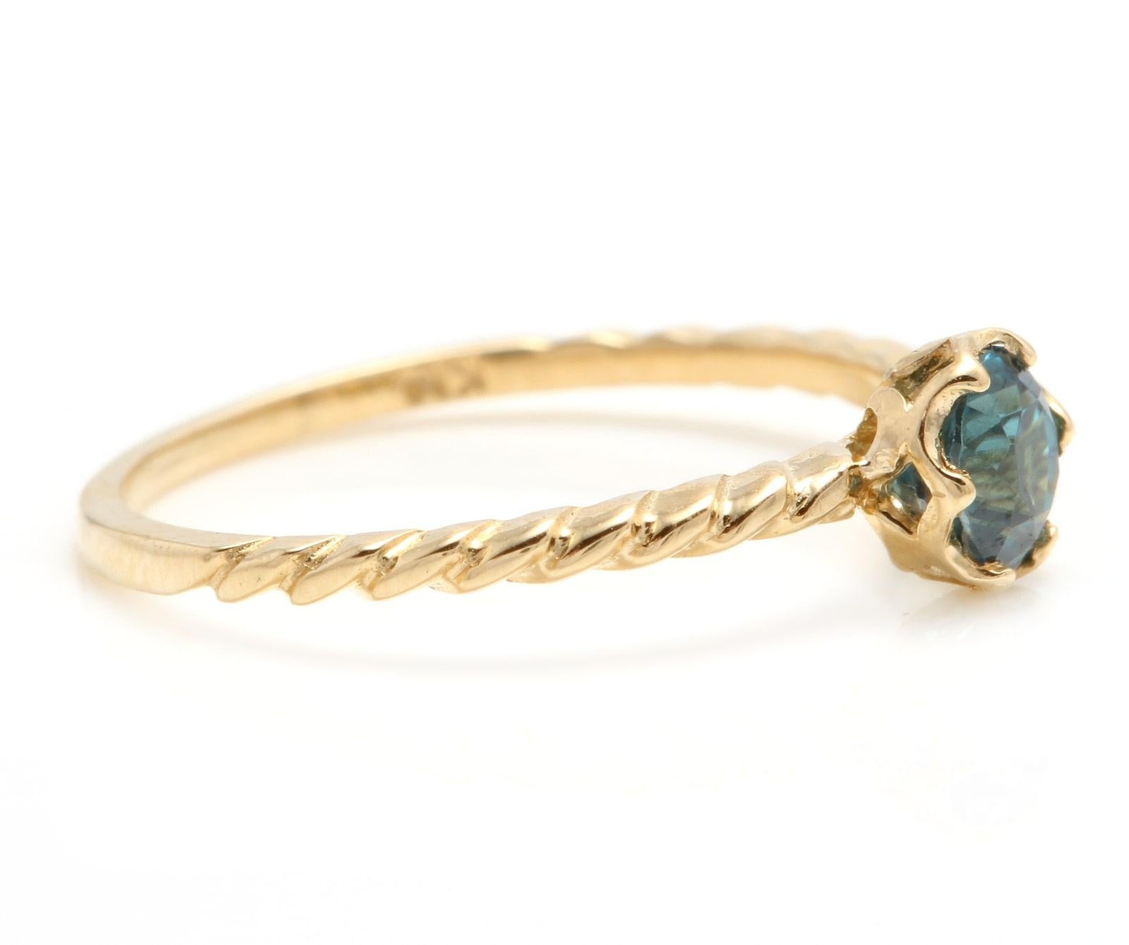 Mixed Cut Beautiful Natural Blue Zircon 14K Solid Yellow Gold Ring For Sale