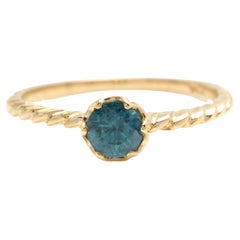 Beautiful Natural Blue Zircon 14K Solid Yellow Gold Ring
