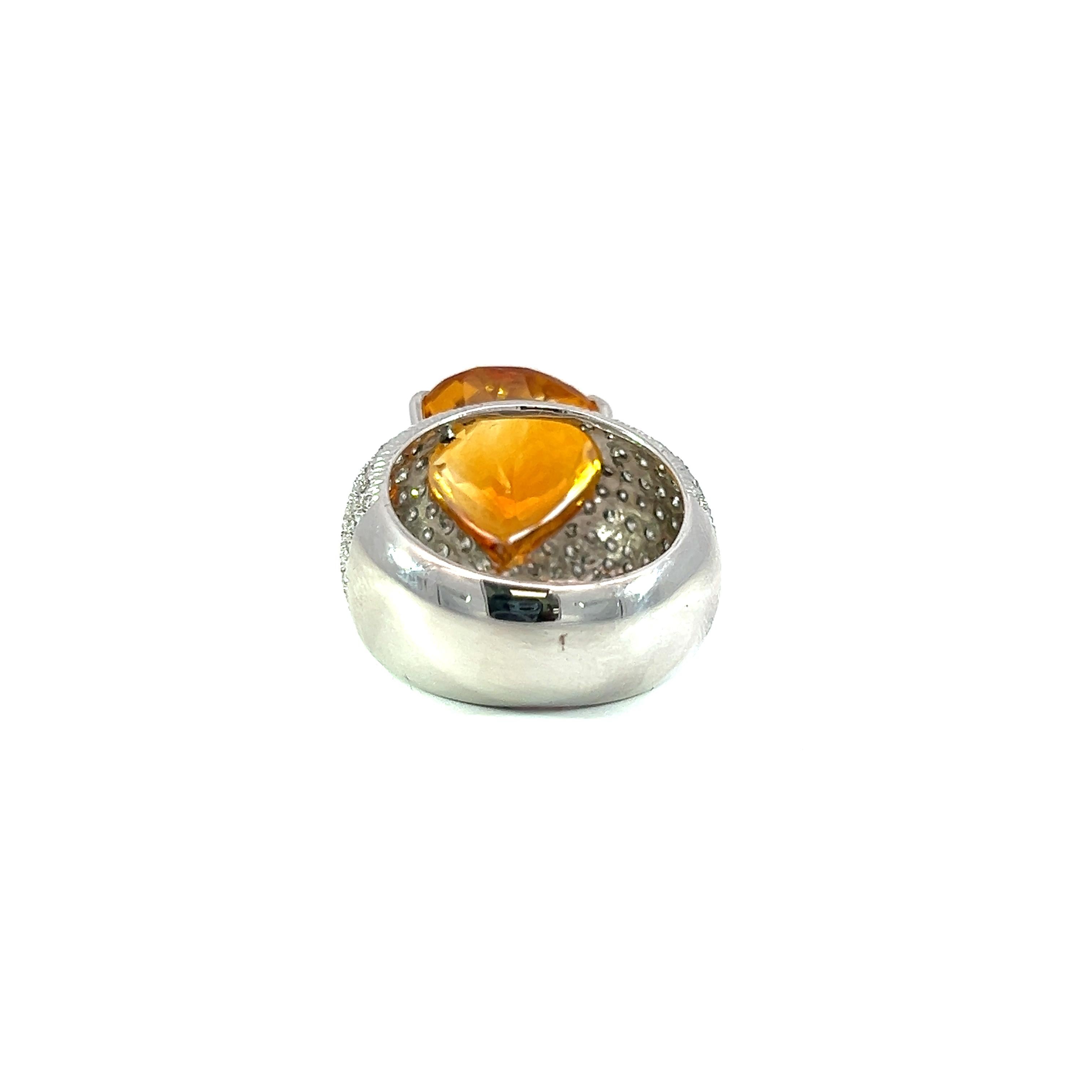 Women's Beautiful natural citrine and diamond solid gold ring For Sale