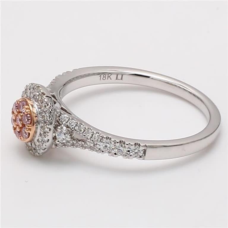 Natürlicher rosa runder und weißer Diamant .36 Karat TW Roségold Cluster-Ring (Zeitgenössisch)