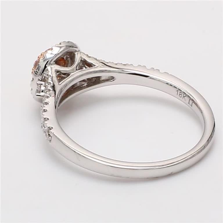 Natürlicher rosa runder und weißer Diamant .36 Karat TW Roségold Cluster-Ring (Rundschliff)