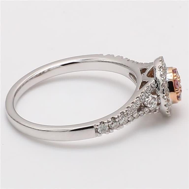 Natürlicher rosa runder und weißer Diamant .36 Karat TW Roségold Cluster-Ring Damen