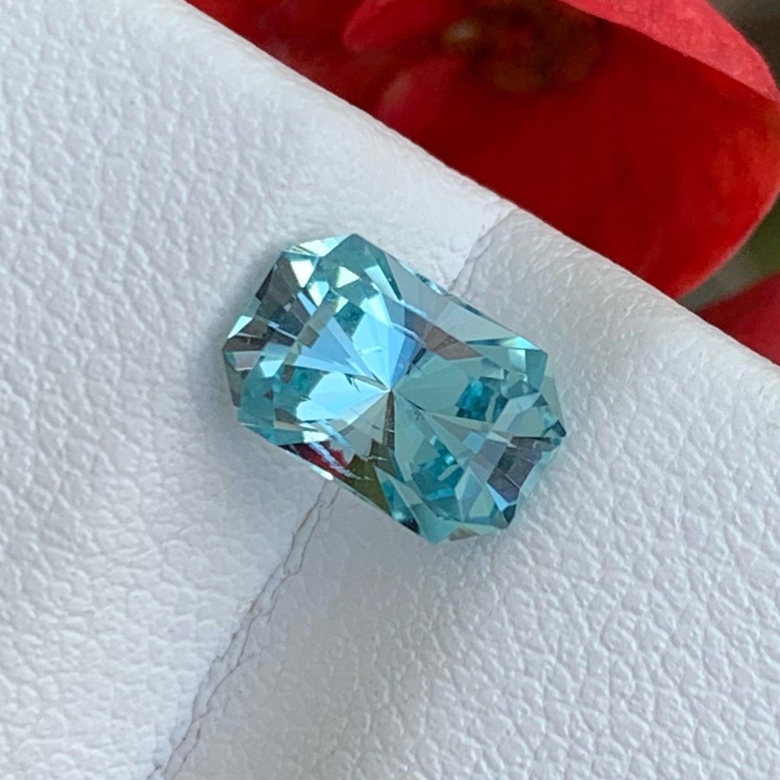 Schöner natürlicher loser Aquamarin Edelstein 1,40 Karat Aquamarin Ring (Radiantschliff)