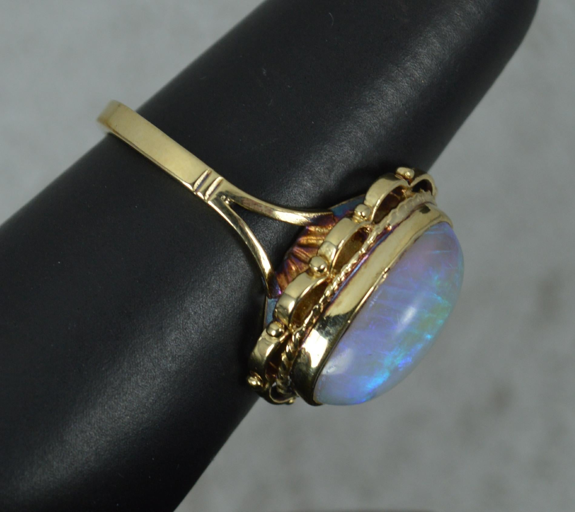 Oval Cut Beautiful Natural Opal and 9ct Gold Ladies Solitaire Ring