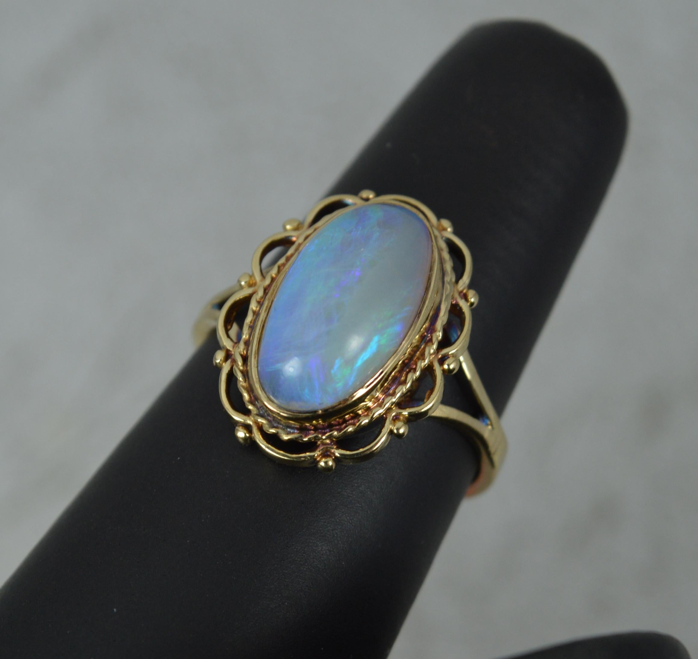 Women's Beautiful Natural Opal and 9ct Gold Ladies Solitaire Ring