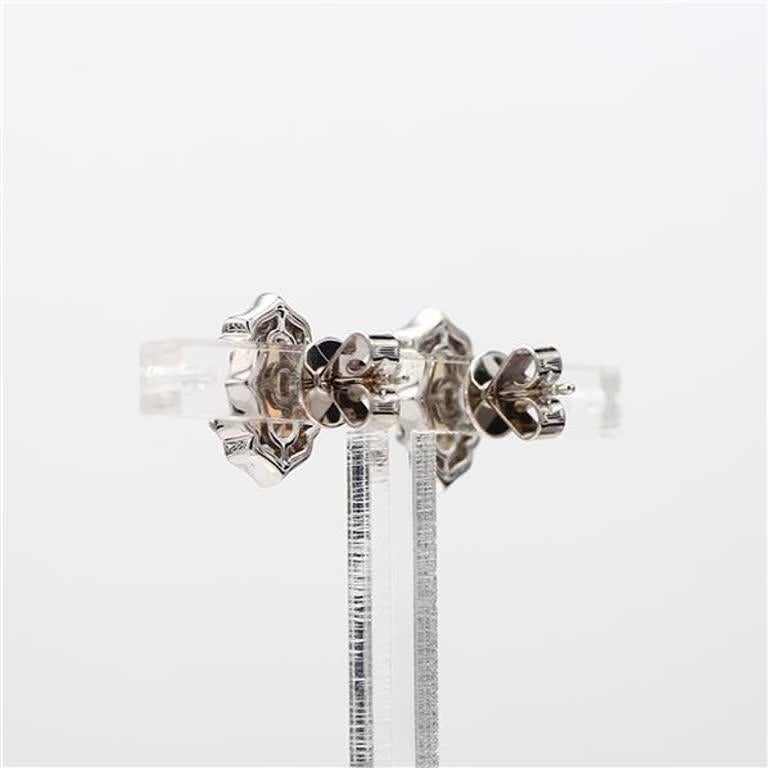 Contemporary Natural Oval Opal and White Diamond 1.31 Carat TW White Gold Stud Earrings For Sale