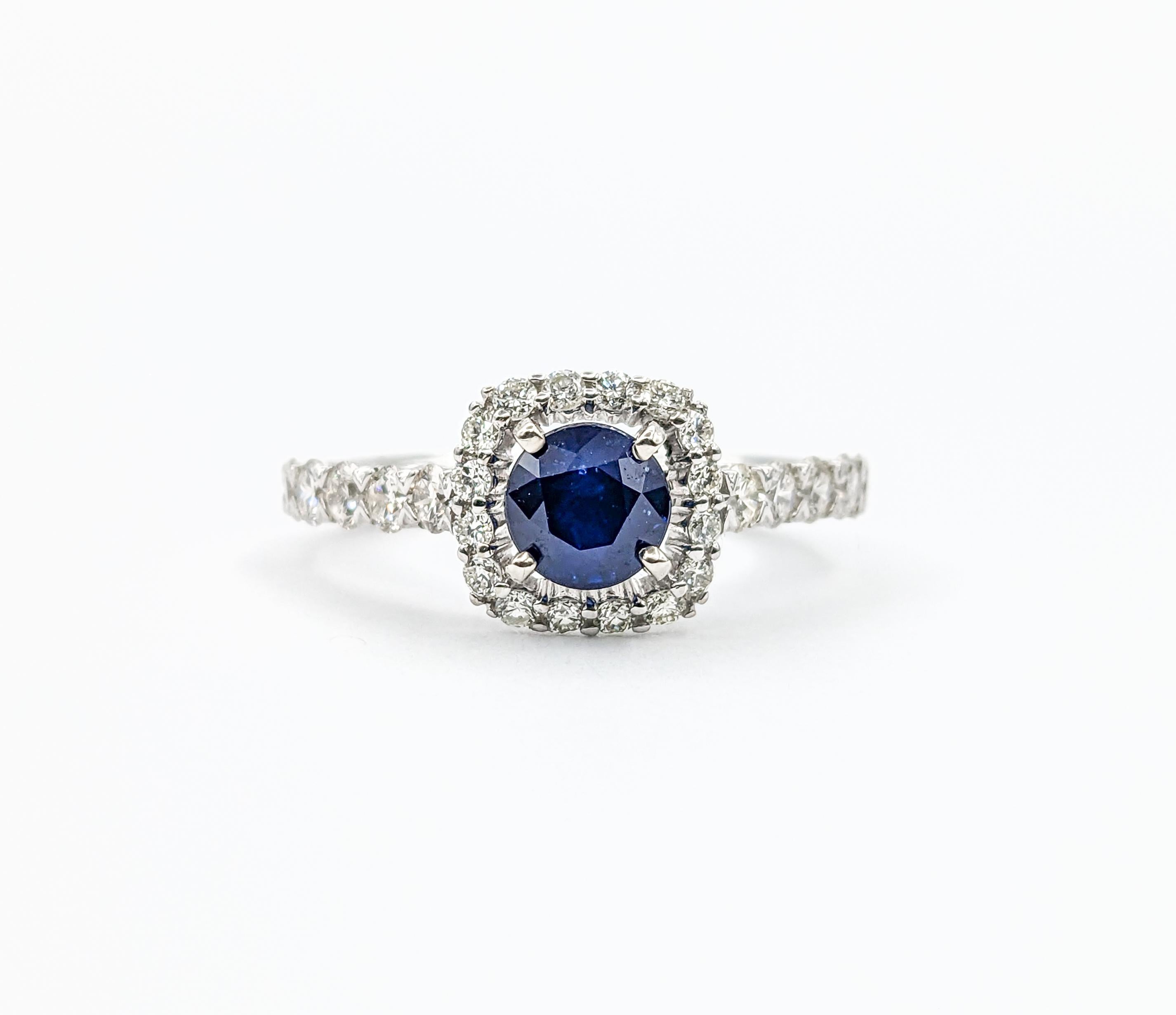 Beautiful Natural Sapphire & Diamond Engagement Ring For Sale 5