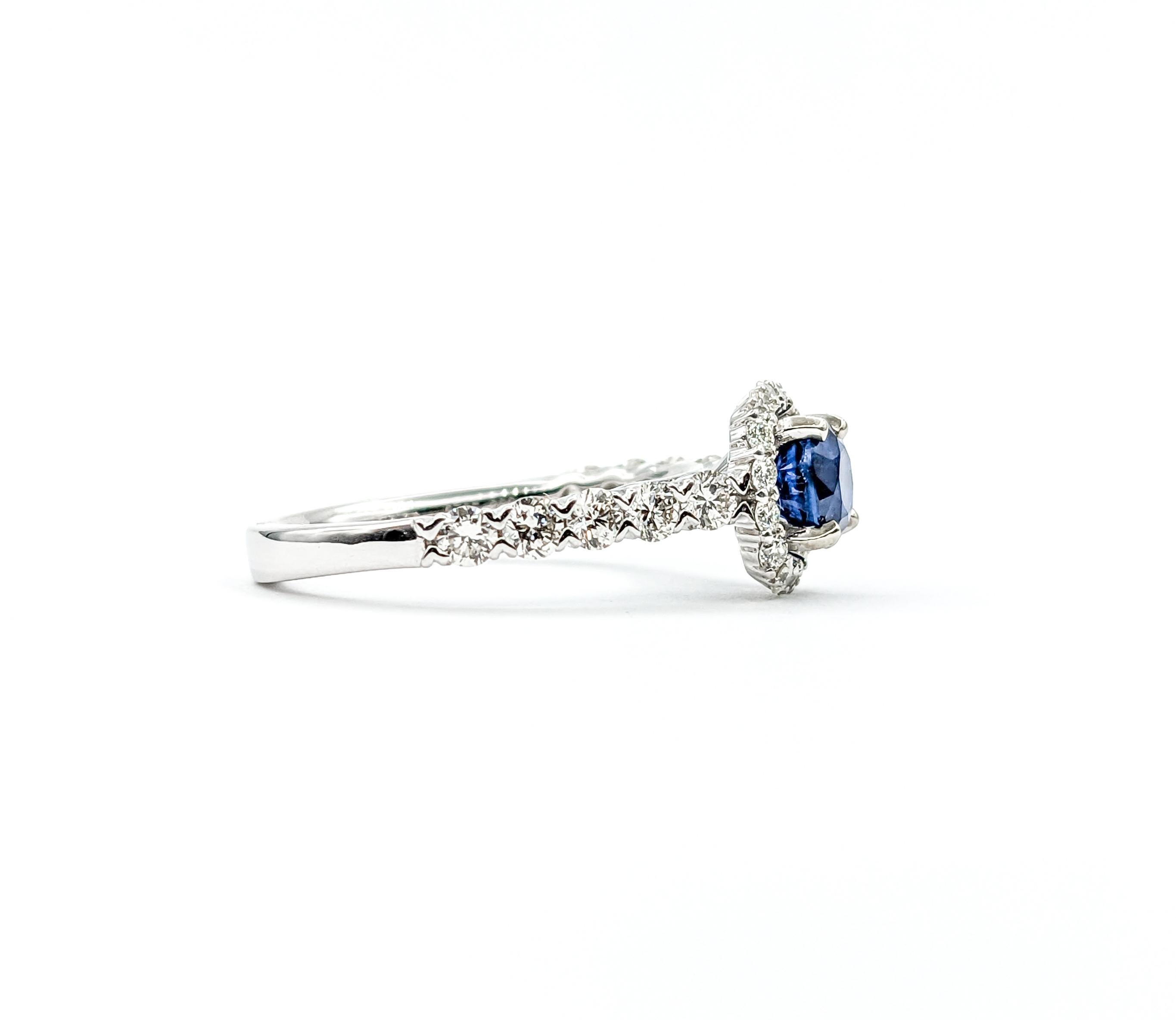 Beautiful Natural Sapphire & Diamond Engagement Ring For Sale 1