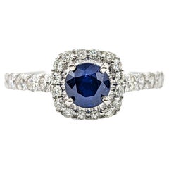 Beautiful Natural Sapphire & Diamond Engagement Ring