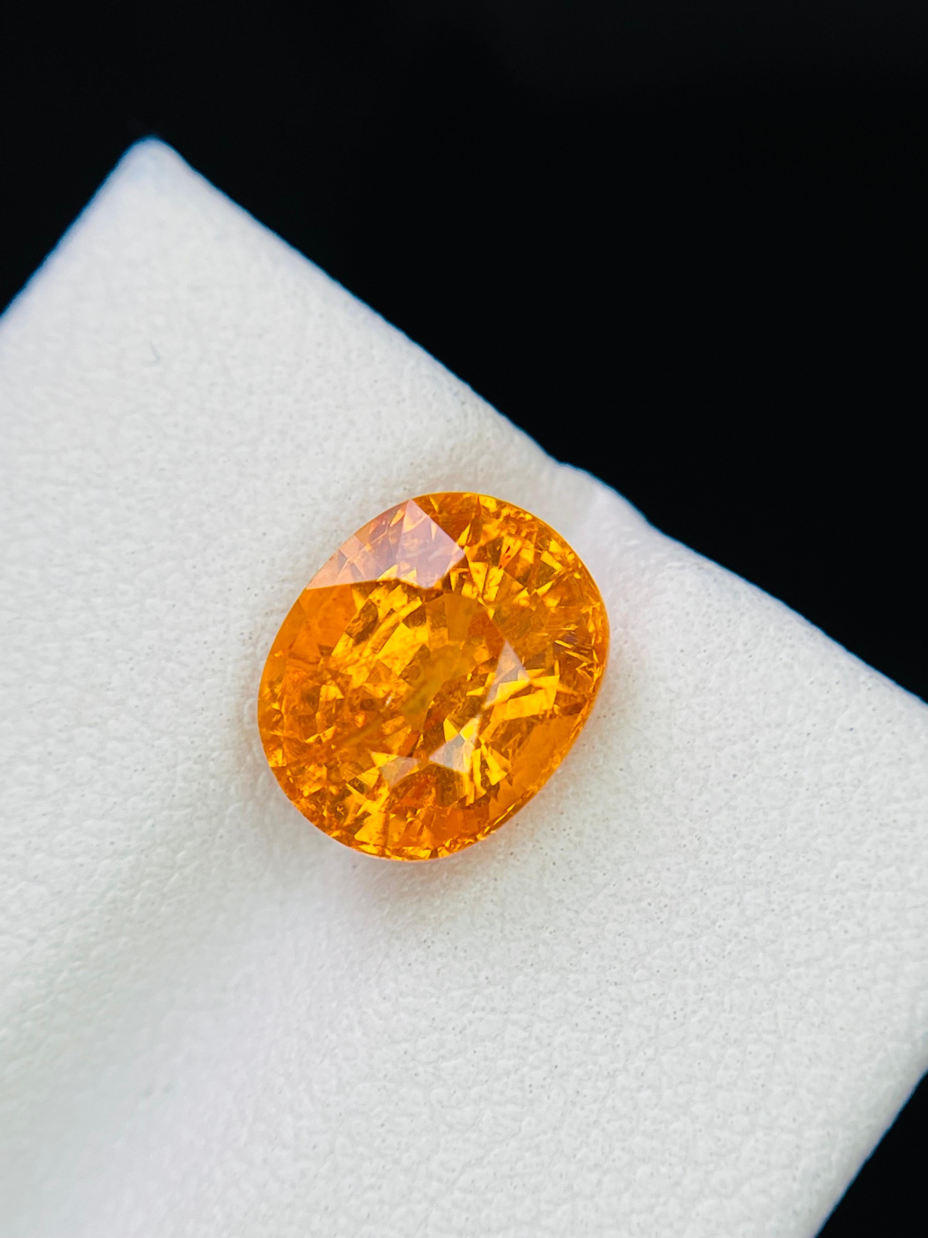 Radiant beauty captured in a 5.15 ct Fanta color spessartite garnet, its fiery hues igniting the soul. The gem’s mesmerizing brilliance dances with every flicker of light, a testament to nature’s artistry.
—————————————————————-
Stone💎: Spessartite