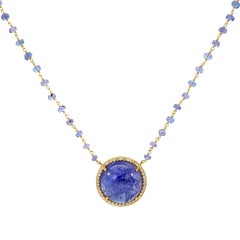 Schöne natürliche Tansanit-Halskette mit Diamanten