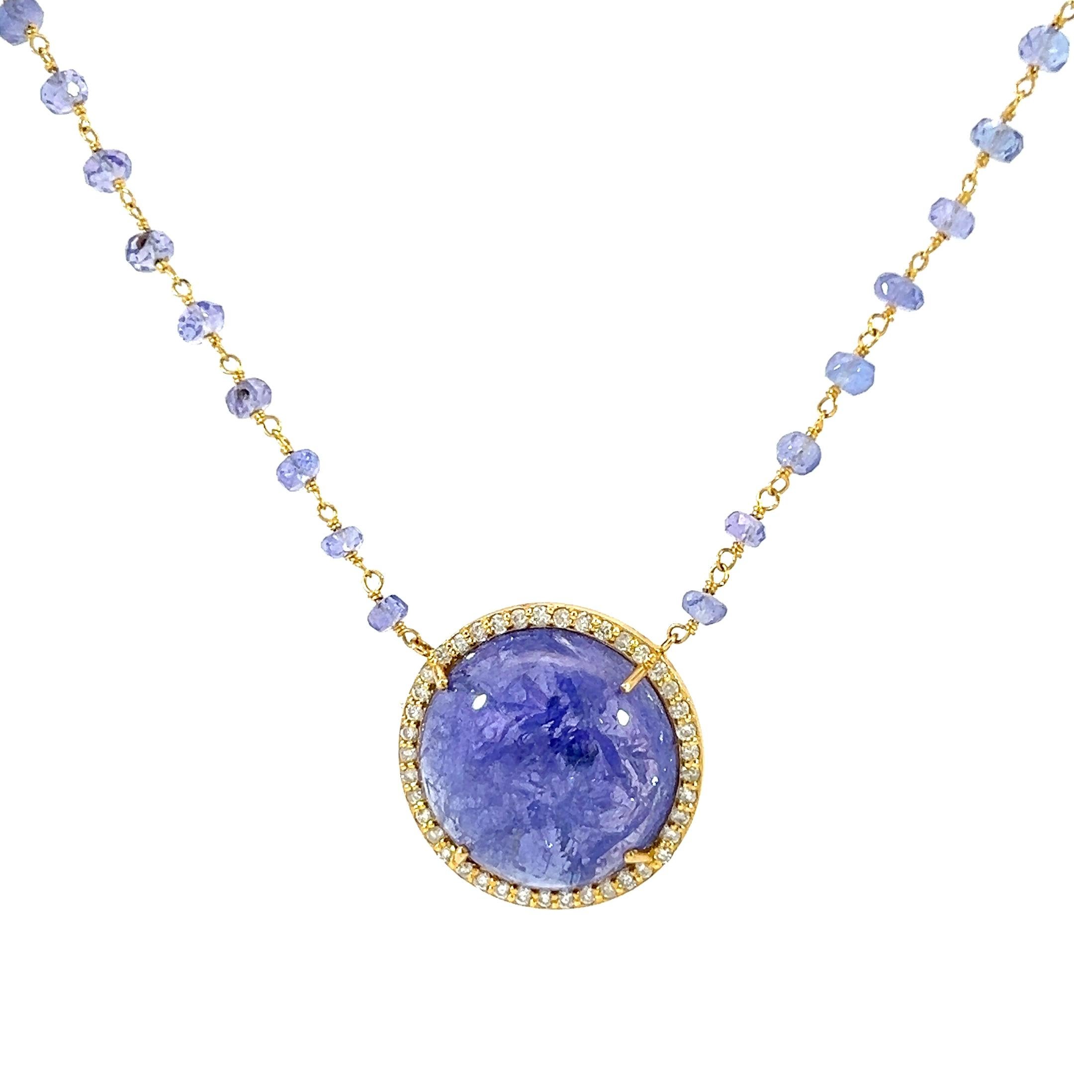 Beautiful natural tanzanite necklace with diamonds For Sale 1