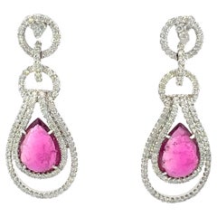 preciosos pendientes de turmalina natural y diamantes