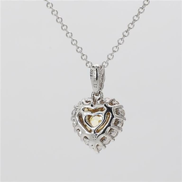 Heart Cut Natural Yellow Heart and White Diamond .99 Carat TW Gold Drop Pendant