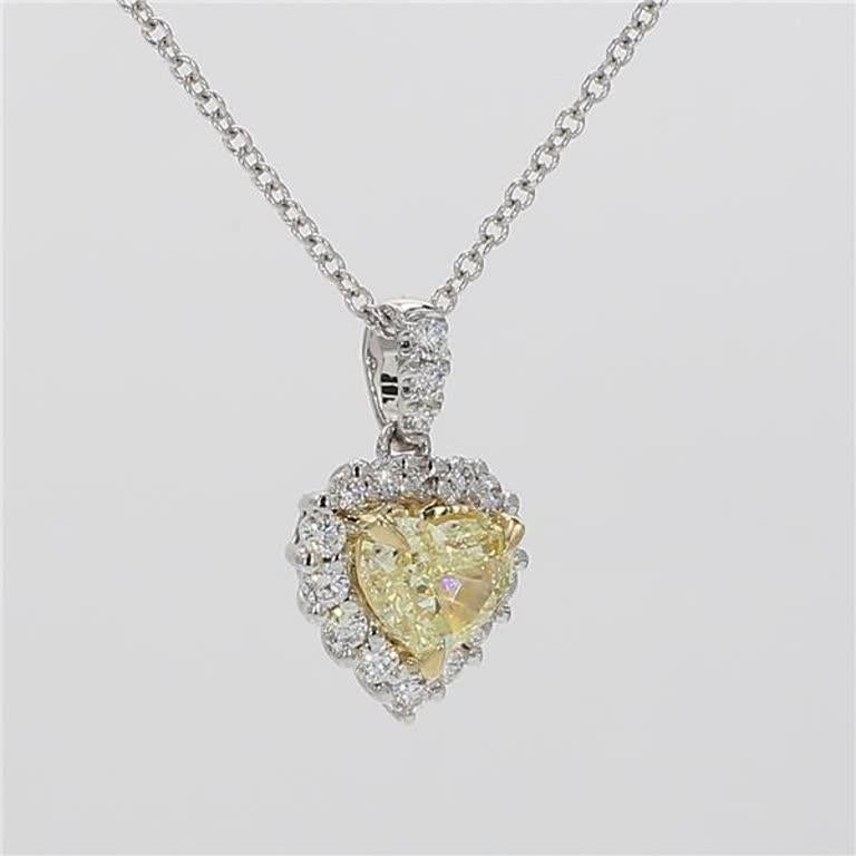 Women's Natural Yellow Heart and White Diamond .99 Carat TW Gold Drop Pendant