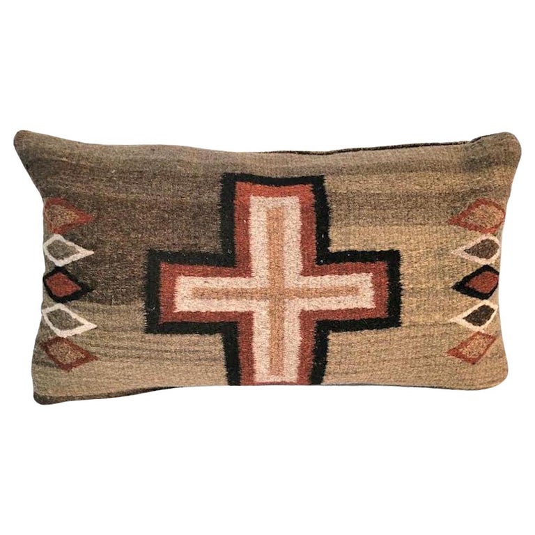 Beautiful Navajo Weaving Pillow with Cross For Sale