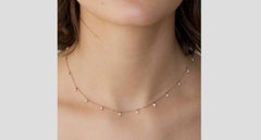 Rose Gold Choker, Necklace 18 Karat 13 White Diamonds 0.48 Carat Necklace