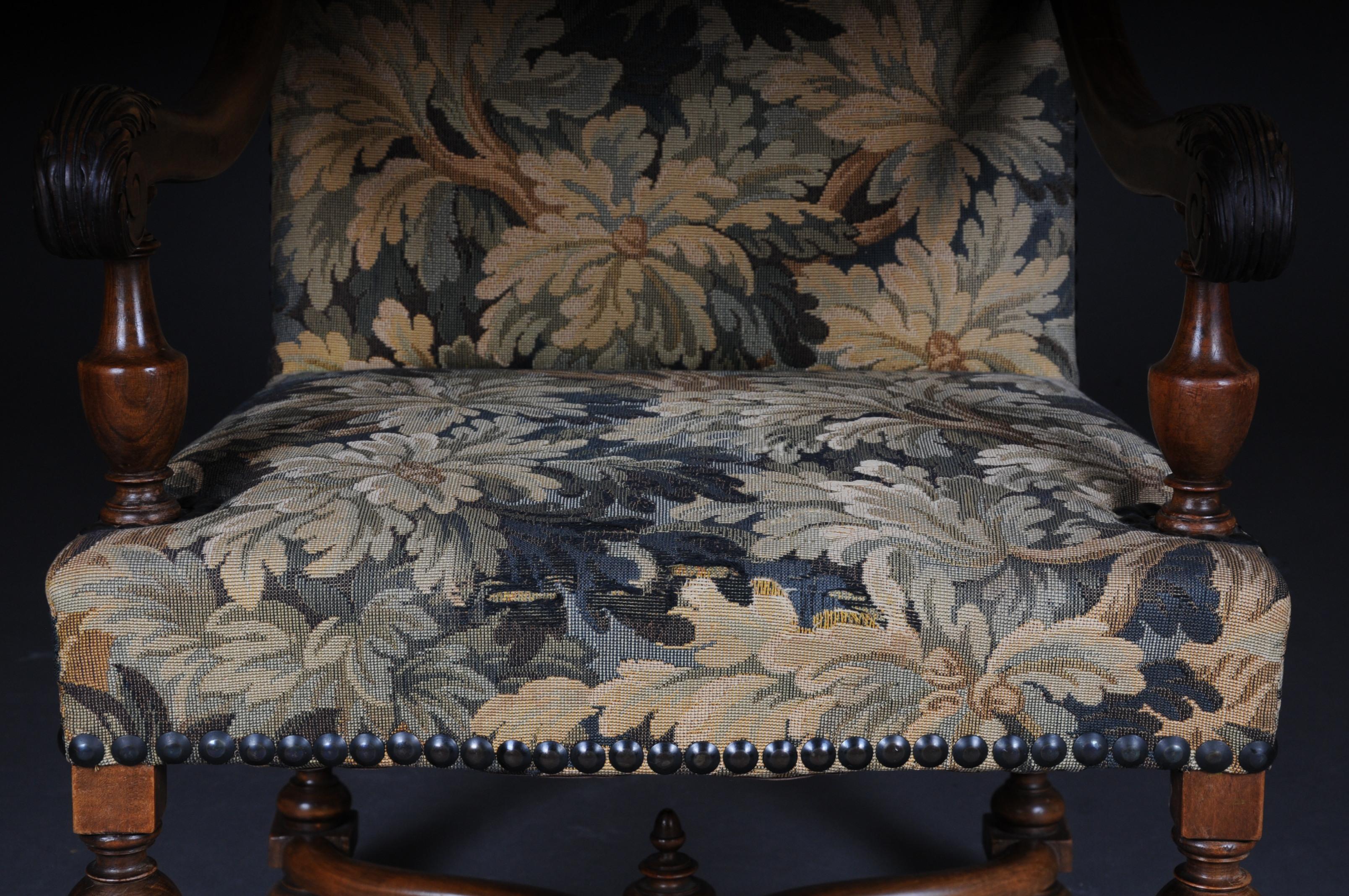 Italian Beautiful Neo Renaissance Tapestry Armchair, circa 1900 For Sale