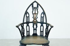 Beautiful Neogothic armchair in ebonized oak wood